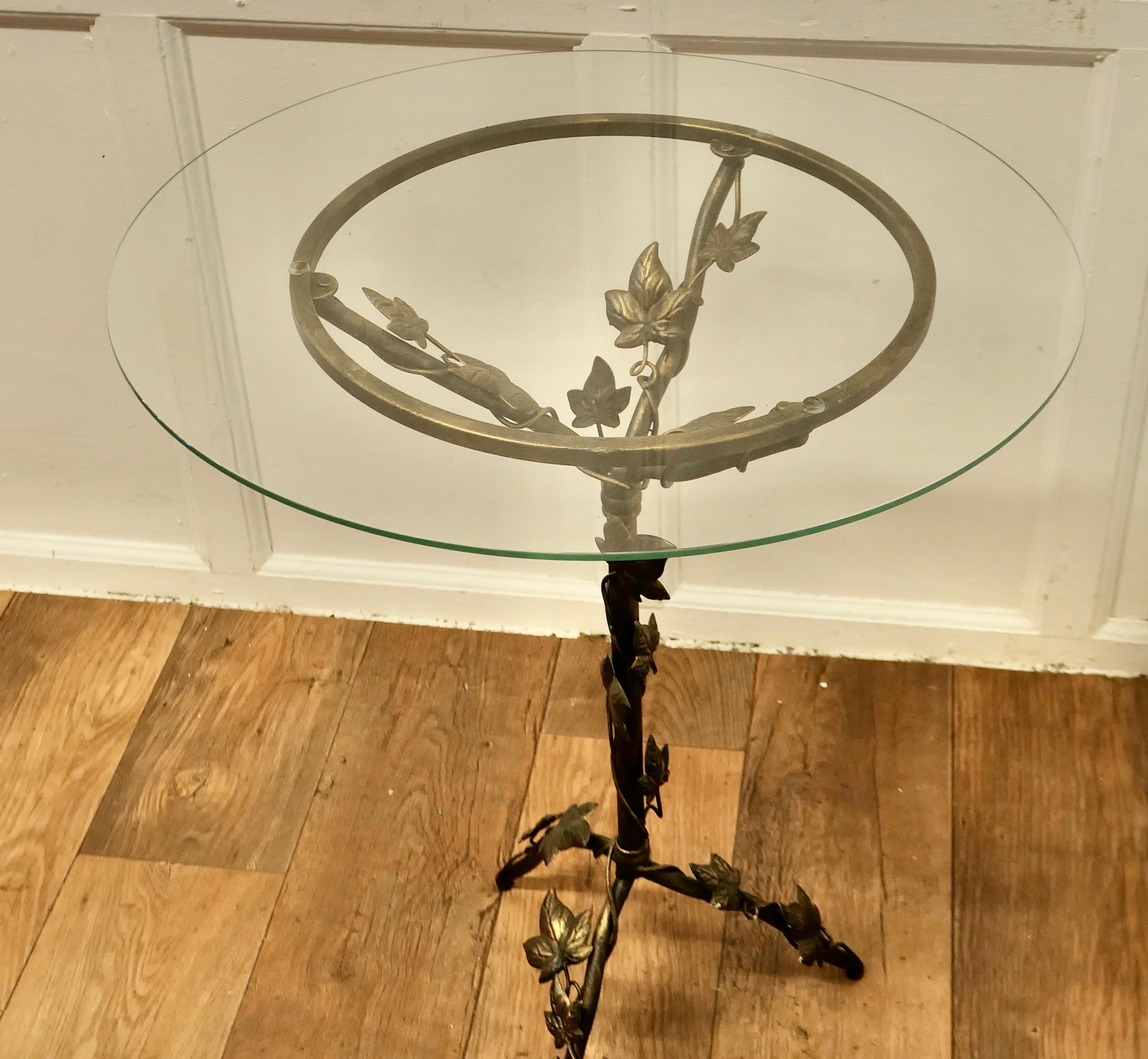 Mid-20th Century Petite French Toleware and Glass Wine Table    For Sale
