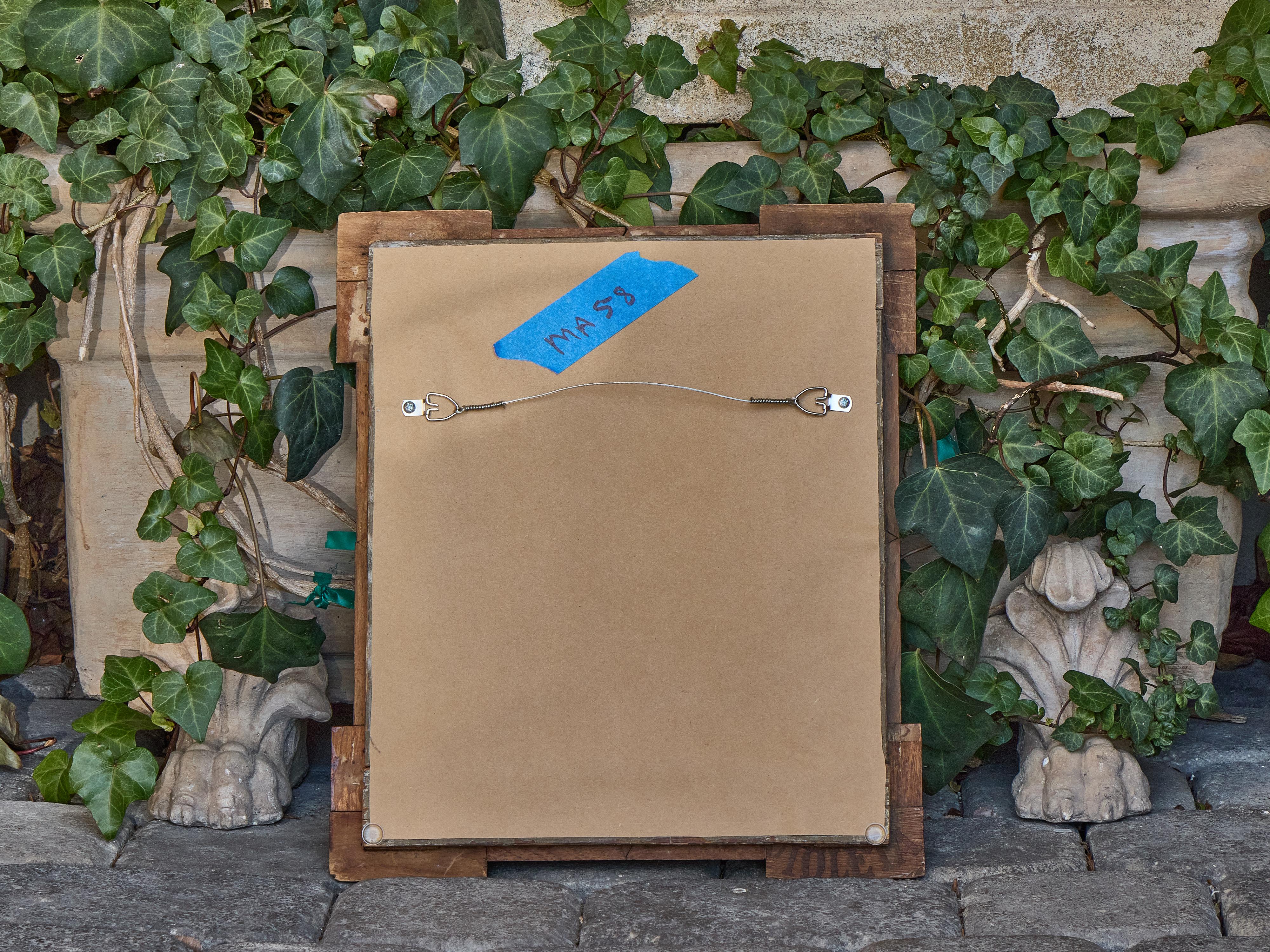 Petite French Tramp Art Mirror with Carved Geometric Frame, circa 1900 For Sale 2