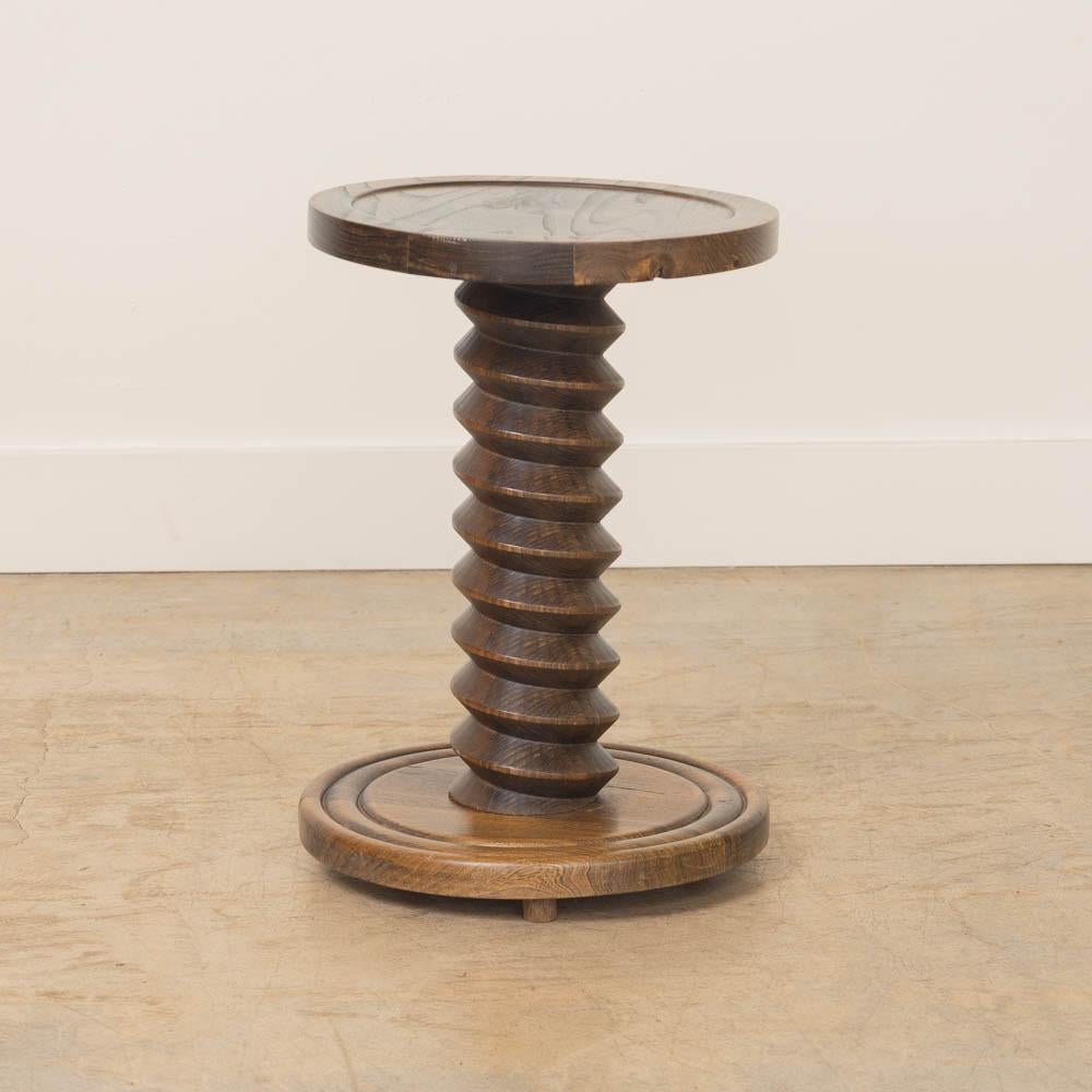 20th Century Petite French Twisted Wood Pedestal Table