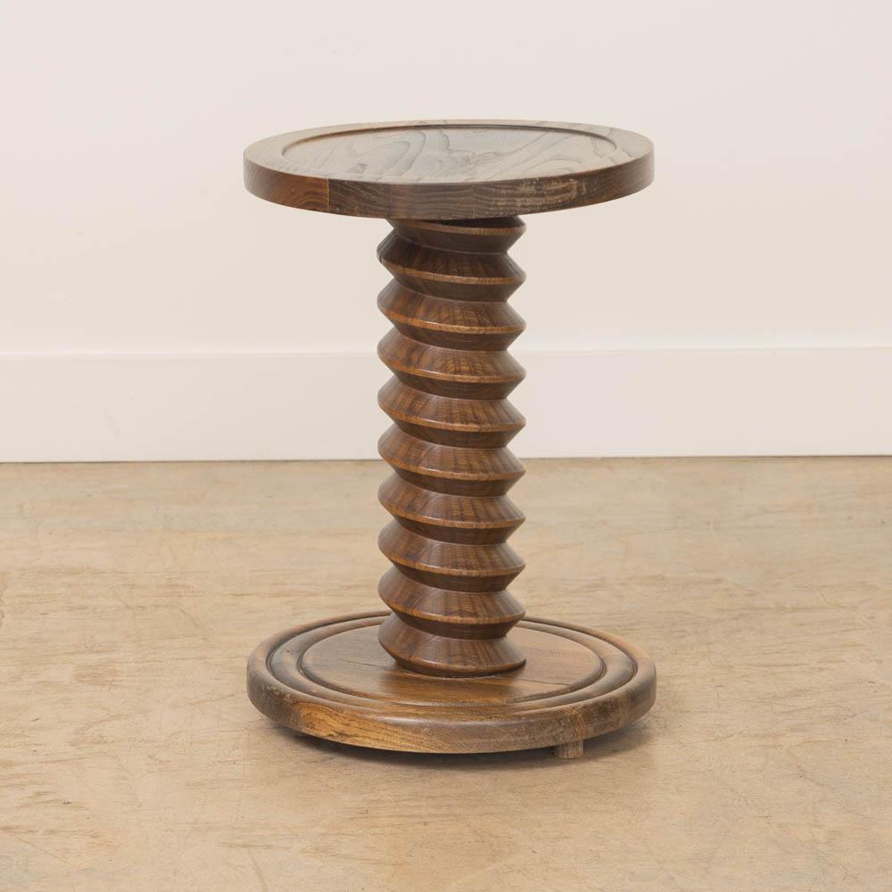 Oak Petite French Twisted Wood Pedestal Table