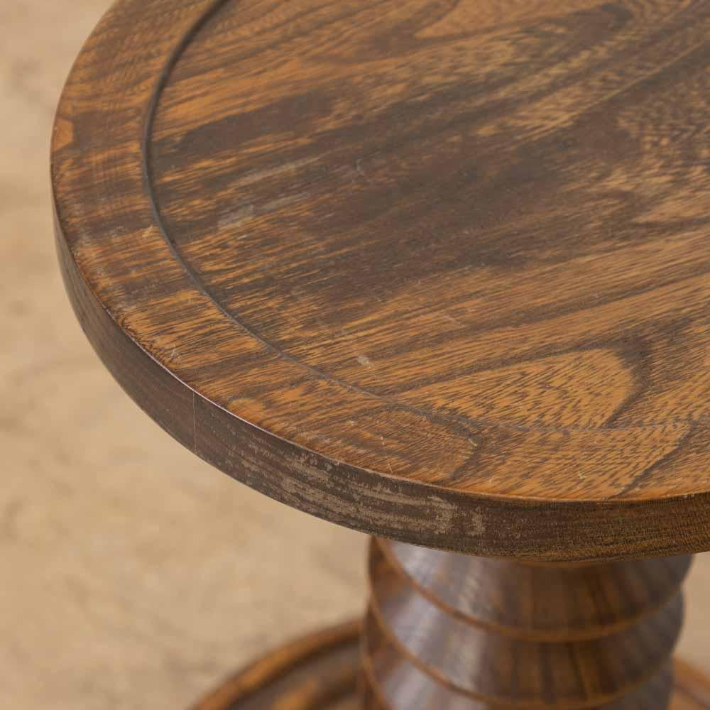 Petite French Twisted Wood Pedestal Table 4
