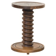 Petite French Twisted Wood Pedestal Table