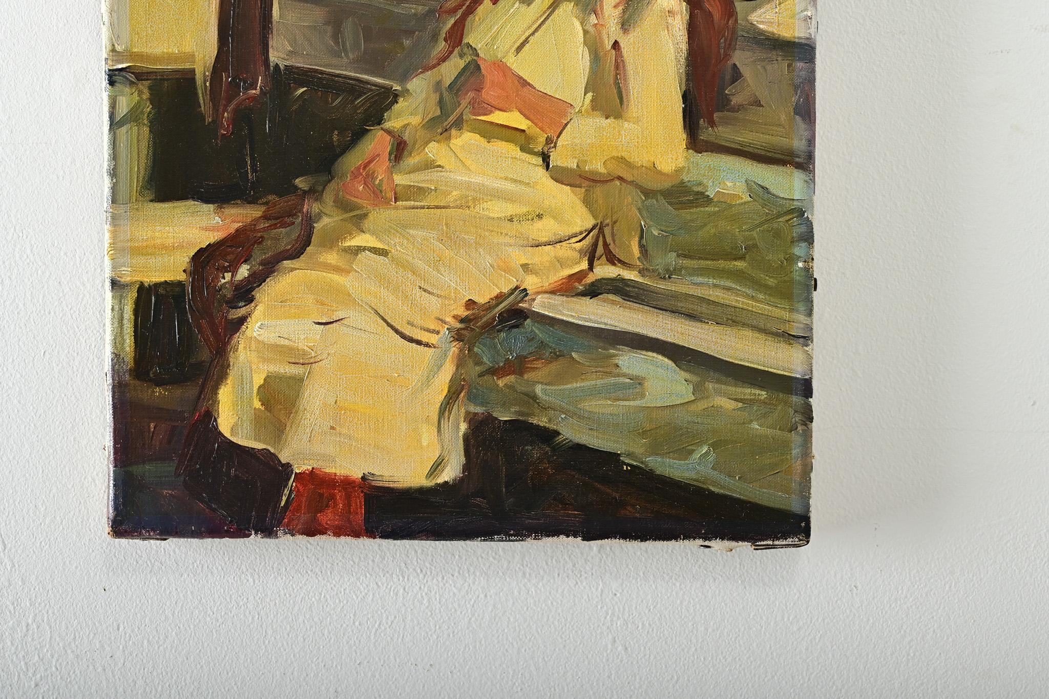 Français Petite peinture de portrait à l'huile française d'époque en vente