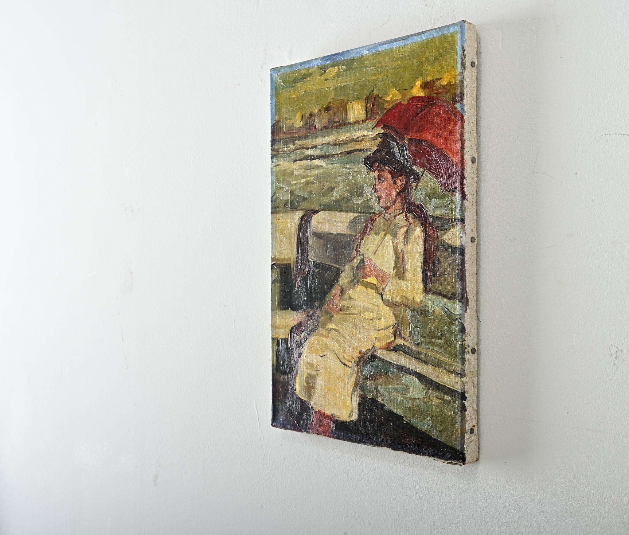 Huilé Petite peinture de portrait à l'huile française d'époque en vente
