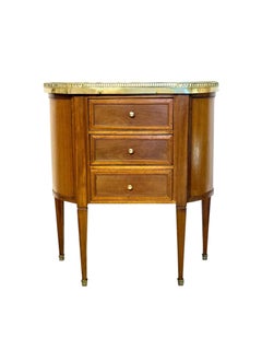 Petite Commode Demilune en noyer, plateau en marbre, fin du 19e siècle