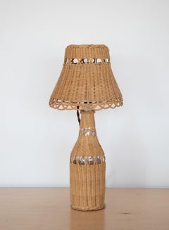 Petite French Wicker Table Lamp