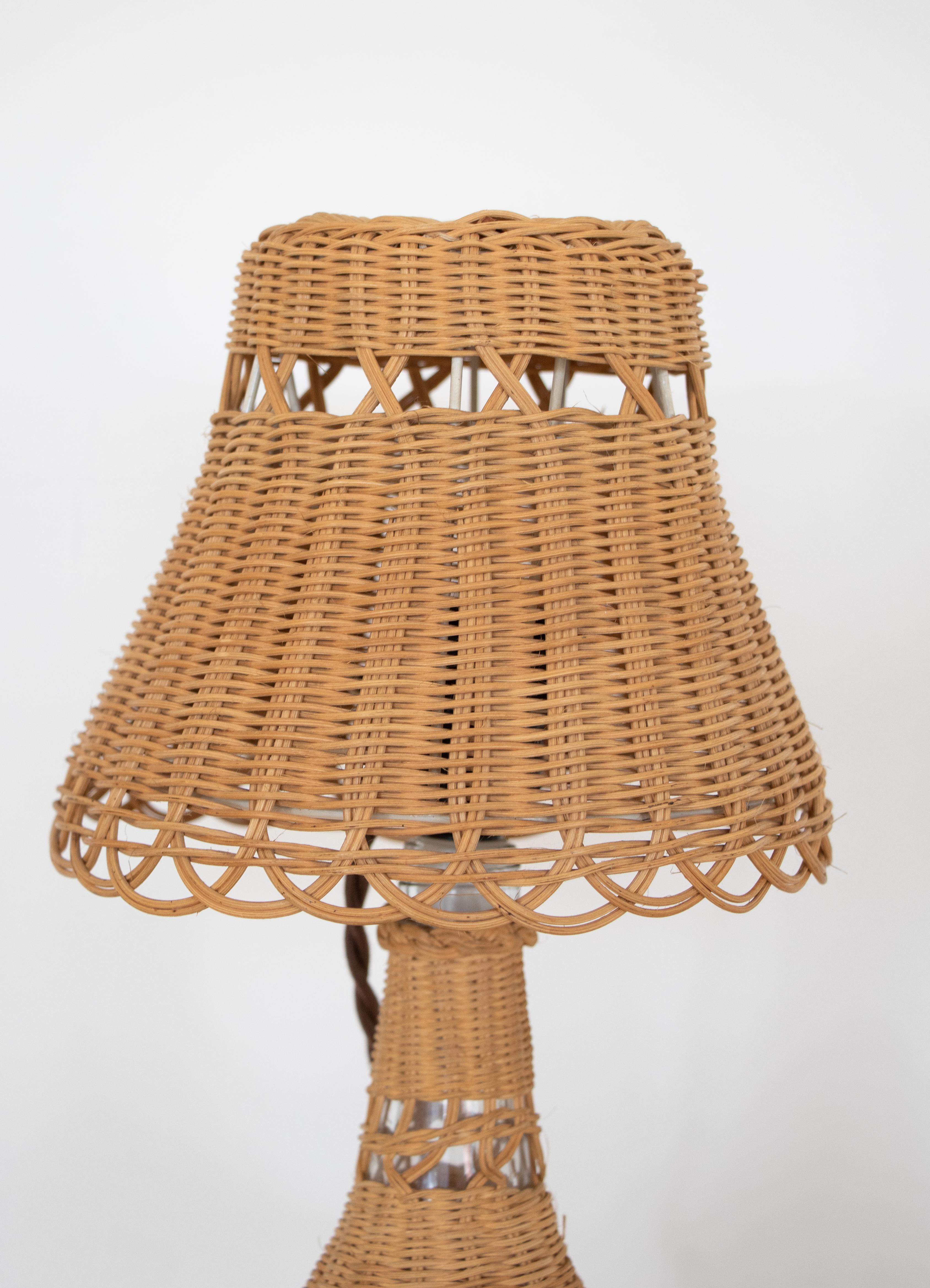Petite French Wicker Table Lamp 1