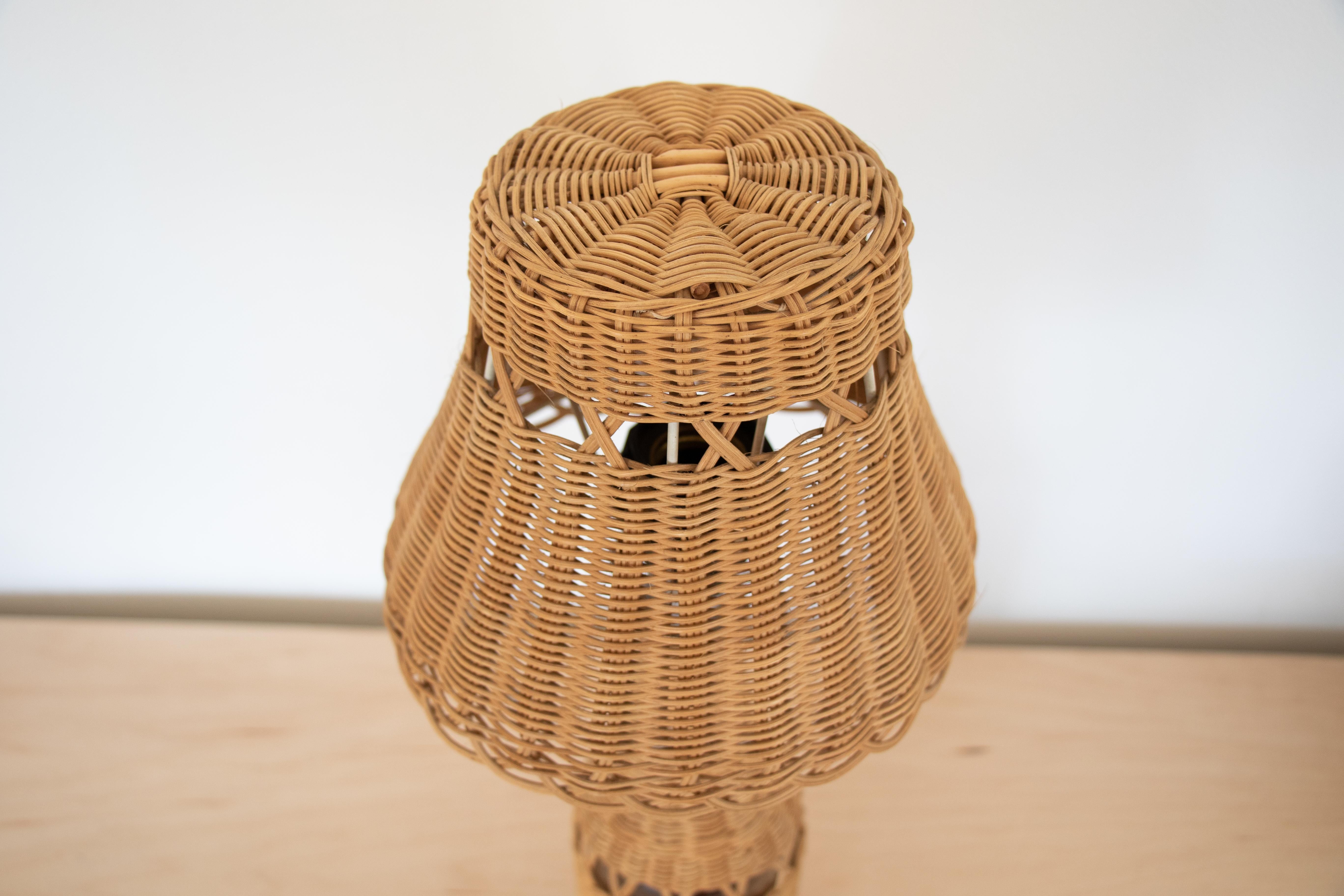 Petite French Wicker Table Lamp 3