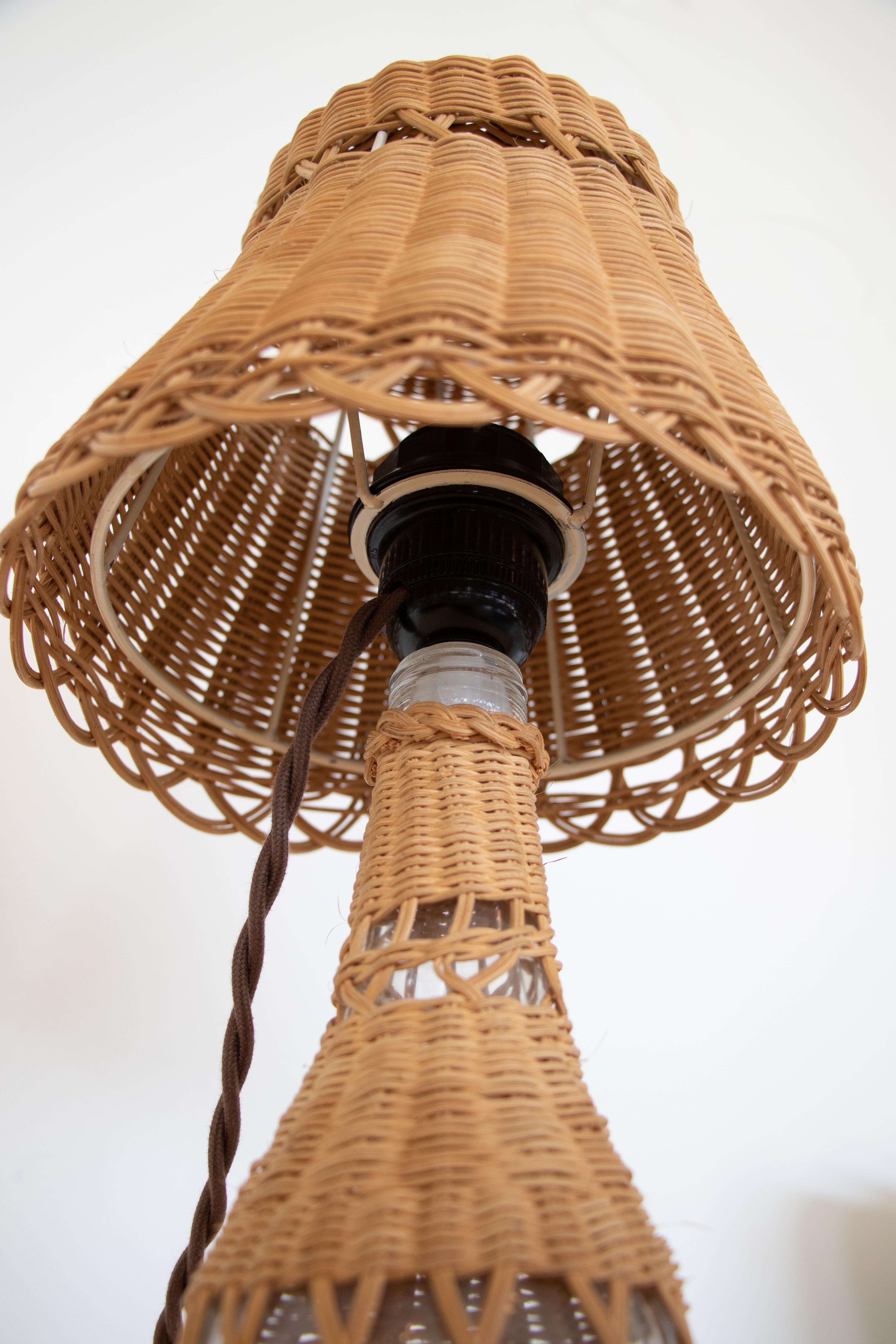 Petite French Wicker Table Lamp 4