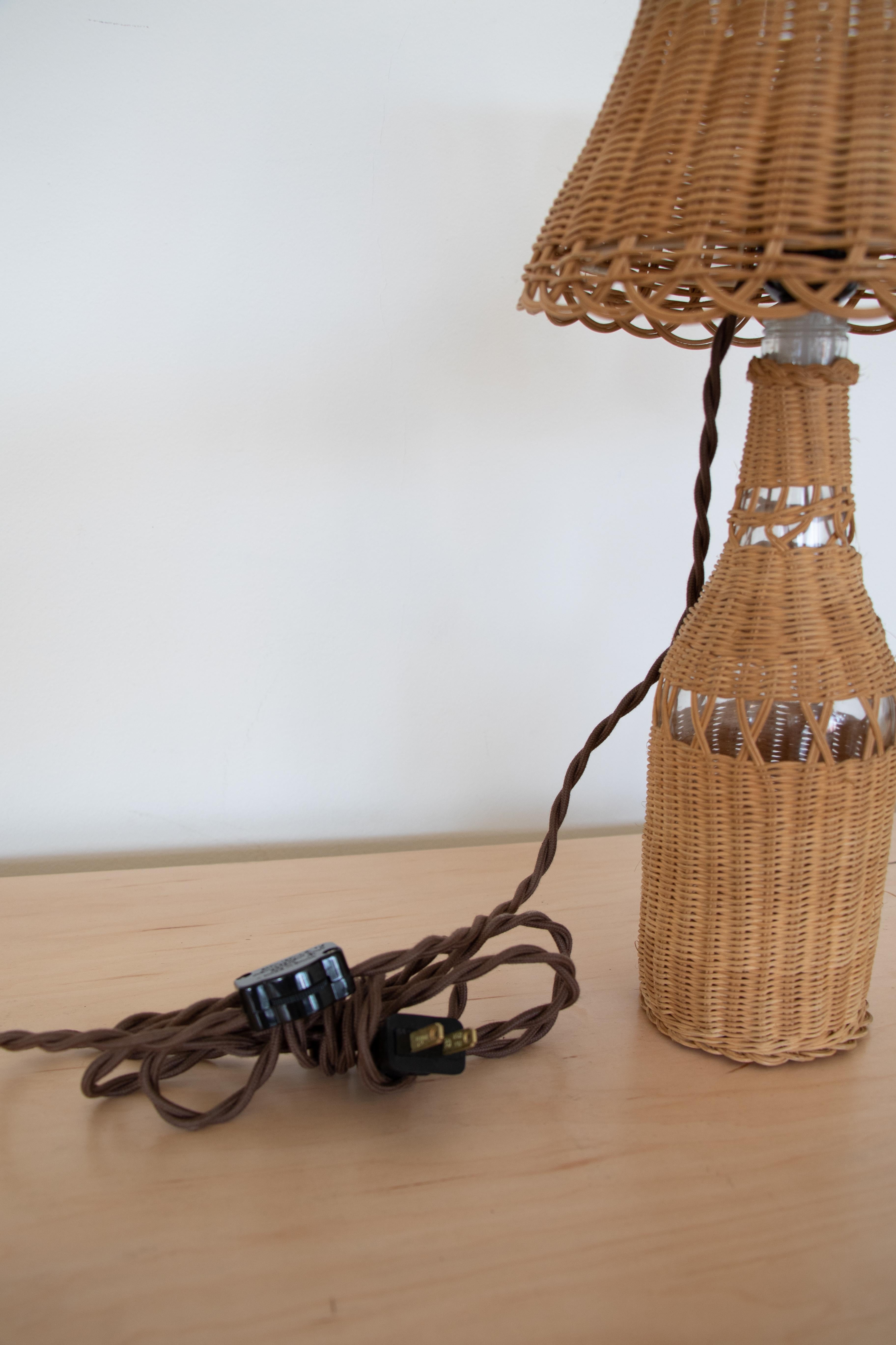 Petite French Wicker Table Lamp 5