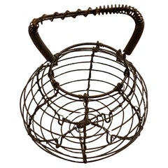 Petite French Wire Basket Footed Primitive Farmhouse