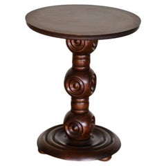 Petite French Wood Side Table by Charles Dudouyt