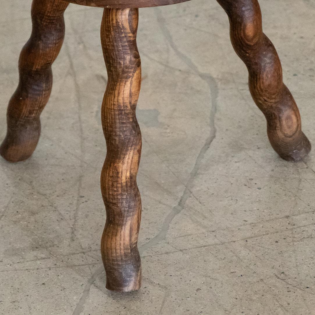 Petite French Wood Stool with Twisted Legs 2
