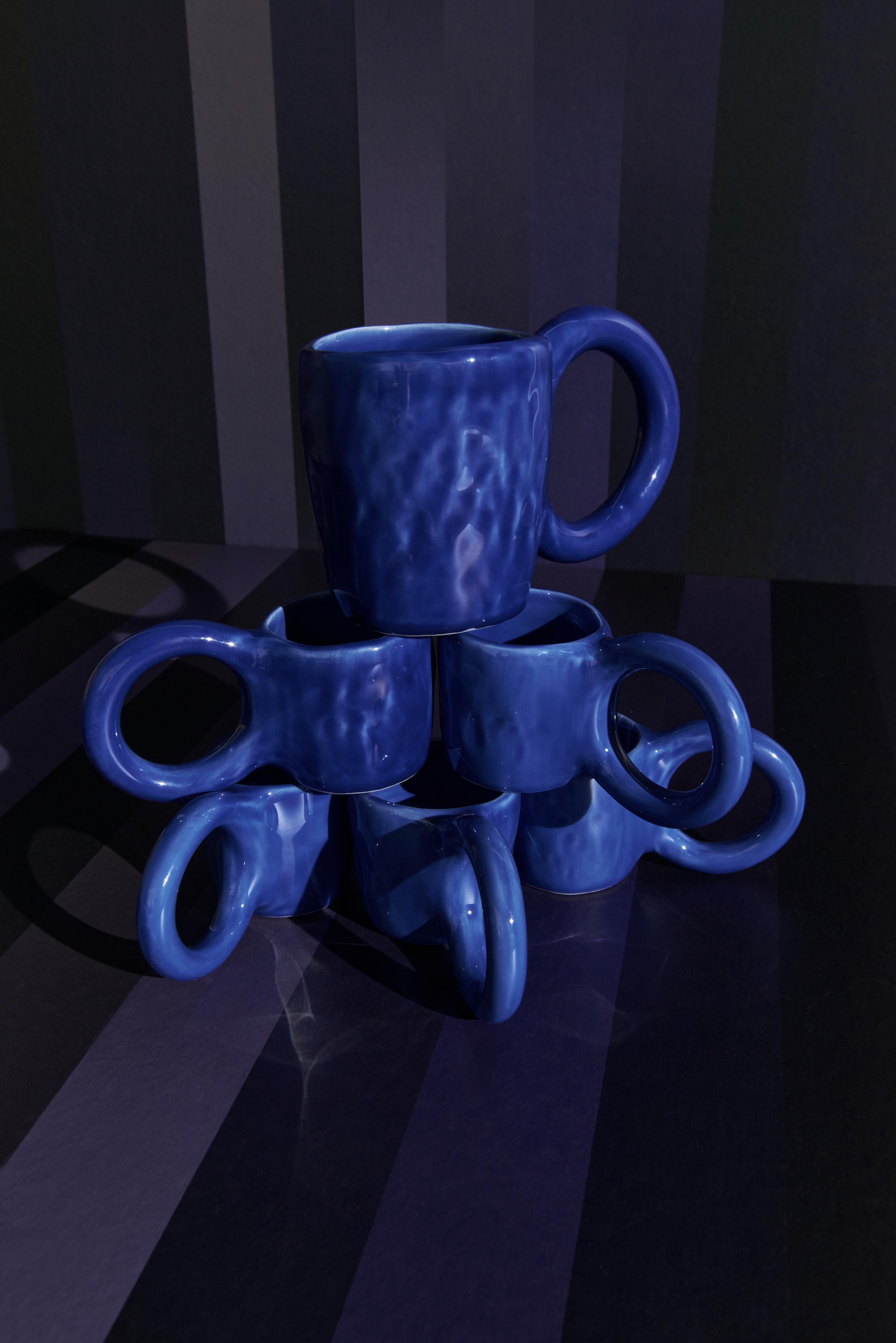 Glazed PETITE FRITURE Donut, Large Mug, Blue, Designed by Pia Chevalier For Sale