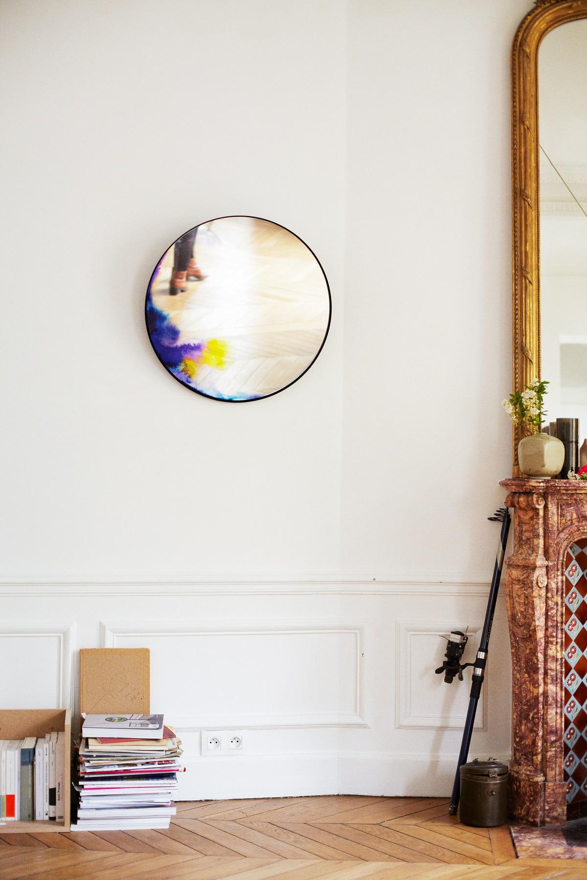 Petite Friture Extra Large Francis Wall Mirror in White and Green Watercolor For Sale 5