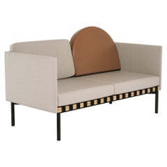 Petite Friture Grid 2 Seater Sofa with Armrest in Grey-Beige by Studio Pool