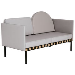 Petite Friture Grid 2 Seater Sofa with Armrest in Grey-Blue by Studio Pool