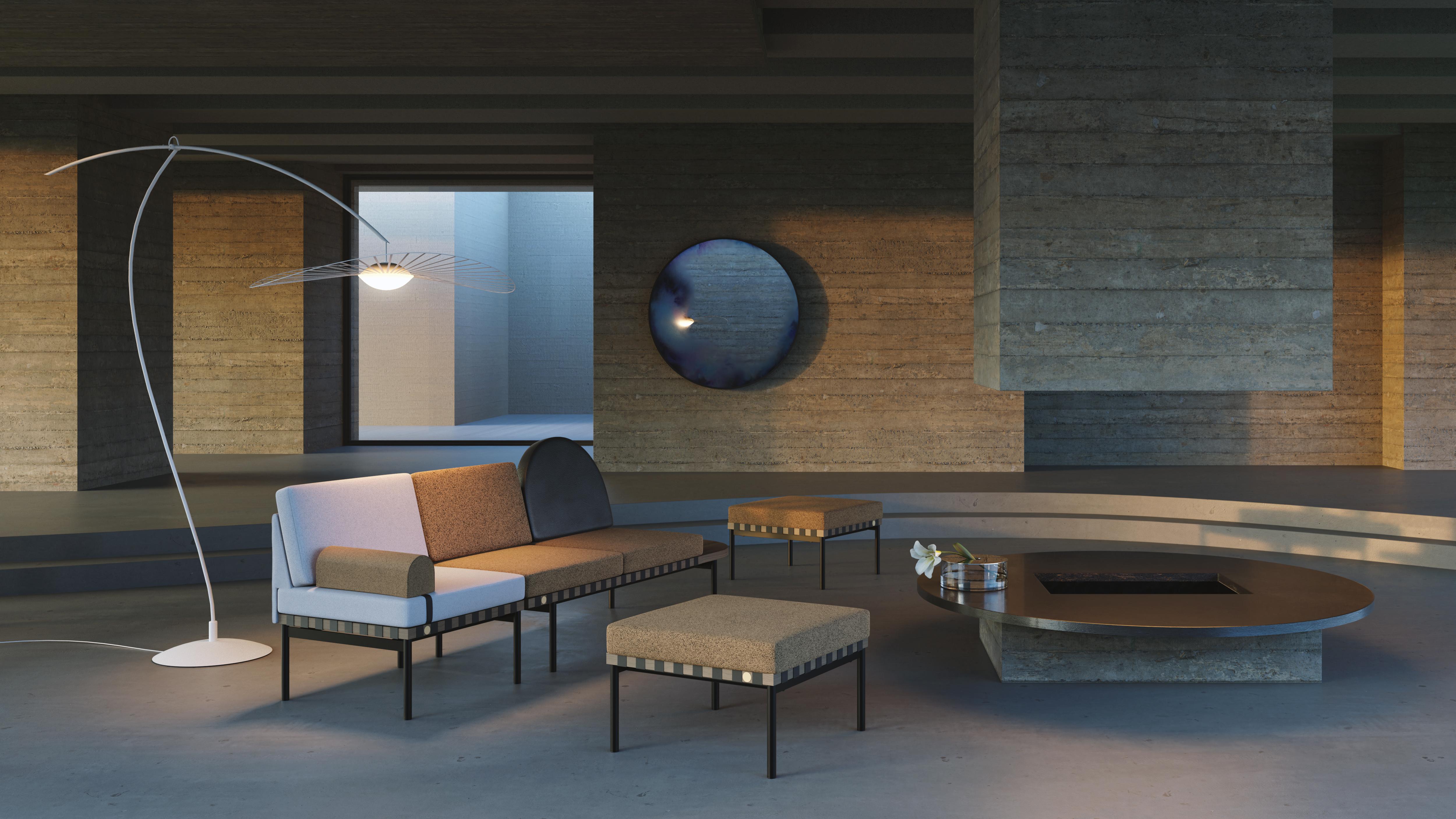 Sillón Petite Friture de rejilla con reposabrazos en gris-beige de Studio Pool, 2016 en Nuevo estado para la venta en Brooklyn, NY