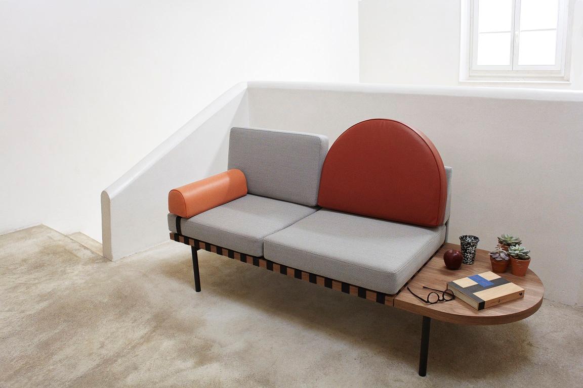 Kleines Friture-Tagesbett mit Gitter in Grau-Beige mit Polsterung von Studio Pool, 2015 im Angebot 5