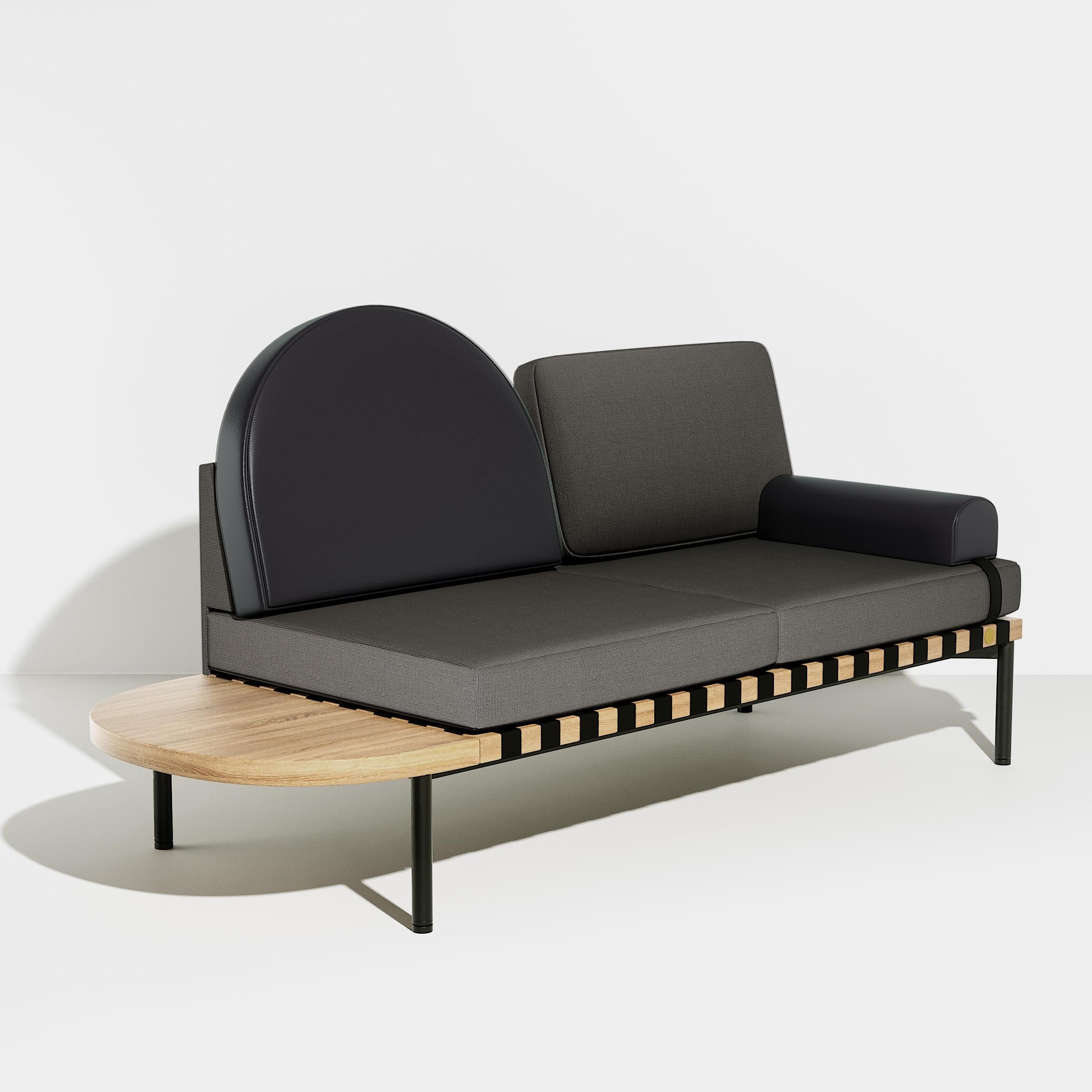 Petite Friture Grid Daybed in Grey-black Upholstery by Studio Pool, 2015

Pool designed the Grid collection in reference to the Bauhaus style and in honour of the graphic talents. Each element of this all-modular system retains the identity of the