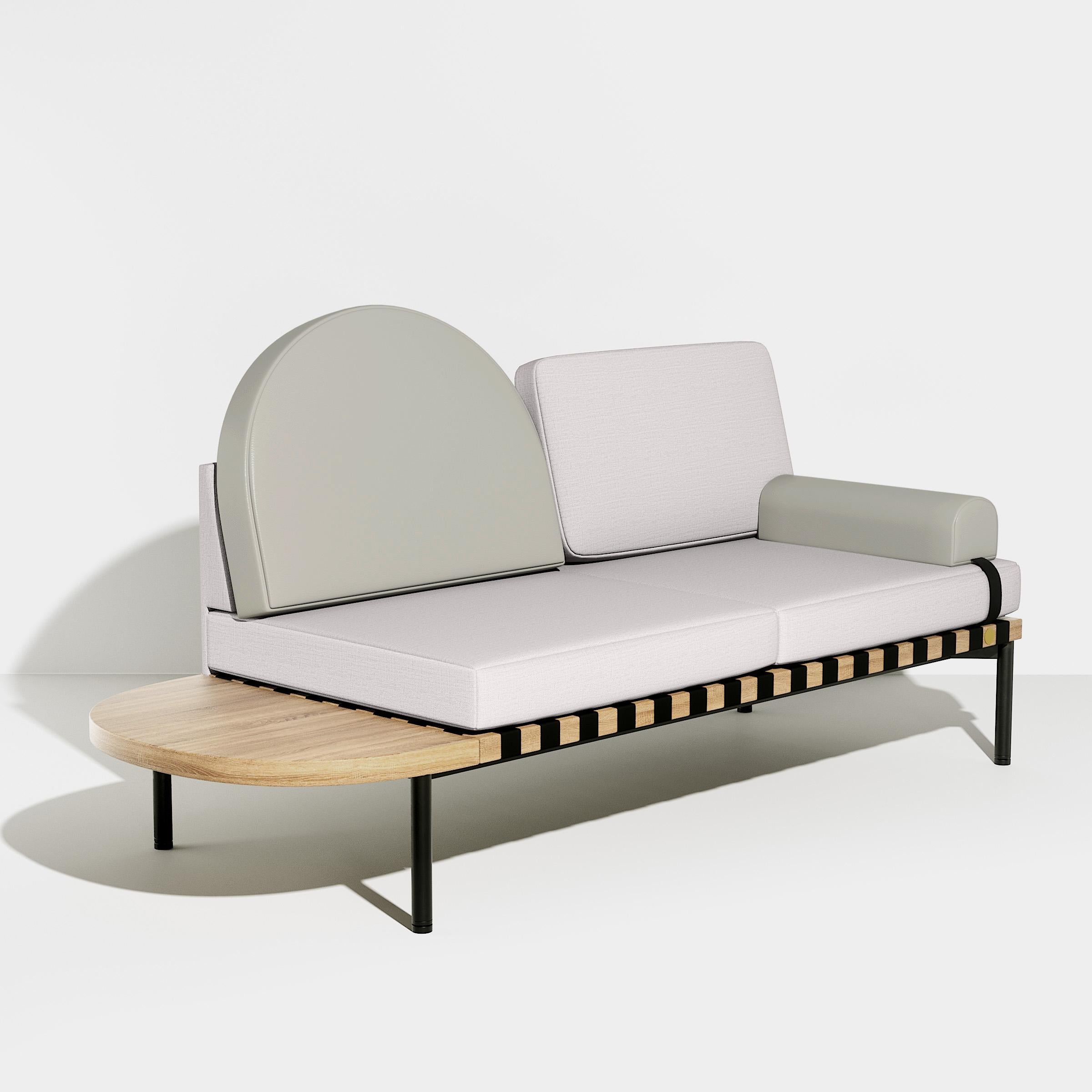 Petite Friture Grid Daybed in Grey-blue Upholstery by Studio Pool, 2015

Pool designed the Grid collection in reference to the Bauhaus style and in honour of the graphic talents. Each element of this all-modular system retains the identity of the