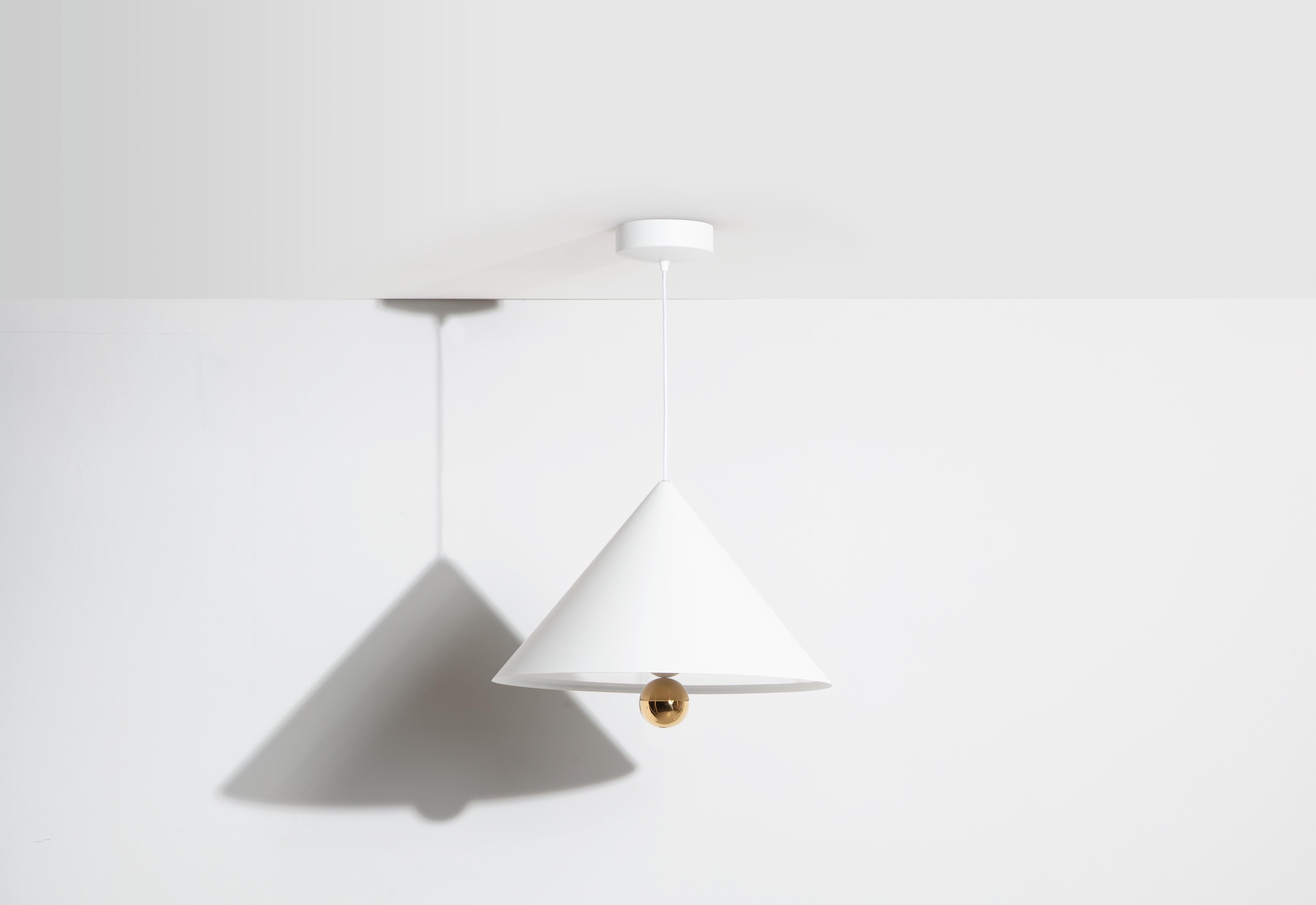 Petite Friture Large Cherry LED Pendant Light in White & Gold Aluminium by Daniel and Emma, 2020

In 2015, the Australian duo designers Daniel and Emma signed Cherry a simple and minimalist pendant lamp design ; an aluminum cone with a bottomed