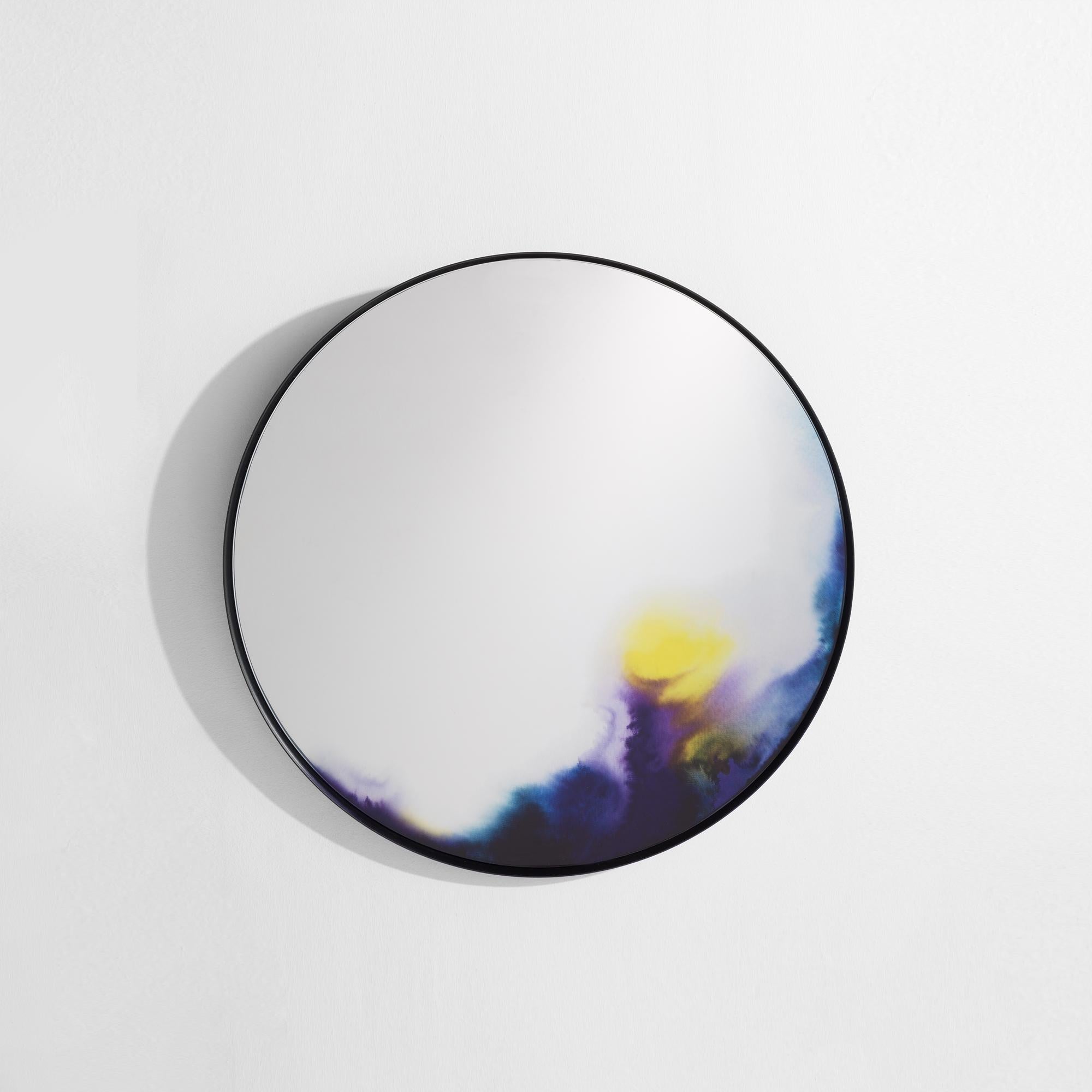 Petite Friture Large Francis Wall Mirror in Black and Blue Watercolor  In New Condition For Sale In Brooklyn, NY