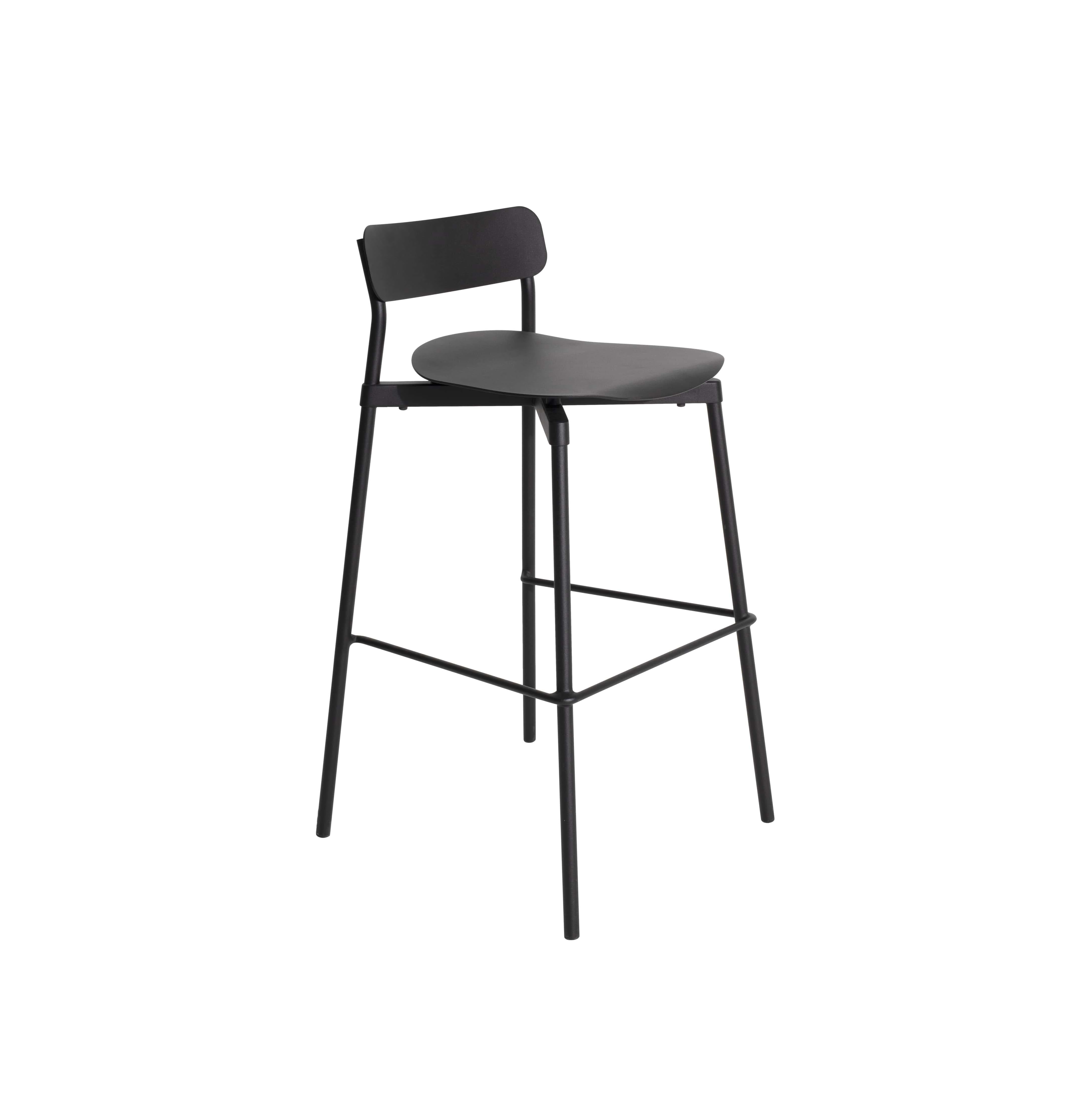 Chinese Petite Friture Large Fromme Bar Stool in Black Aluminium by Tom Chung For Sale