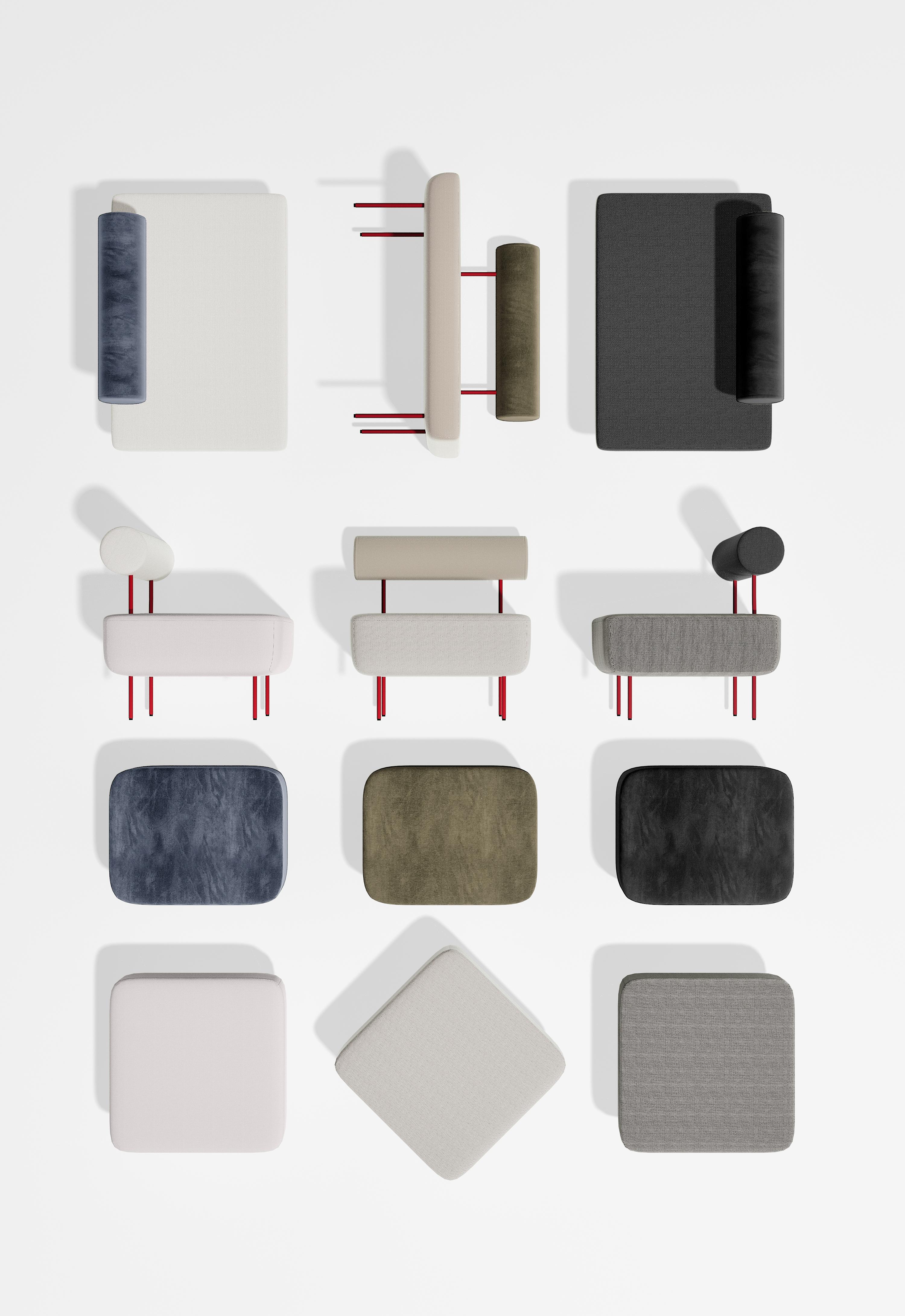 Tissu d'ameublement Petite Friture fauteuil Hoff de taille moyenne gris-bleu par Morten & Jonas, 2015 en vente