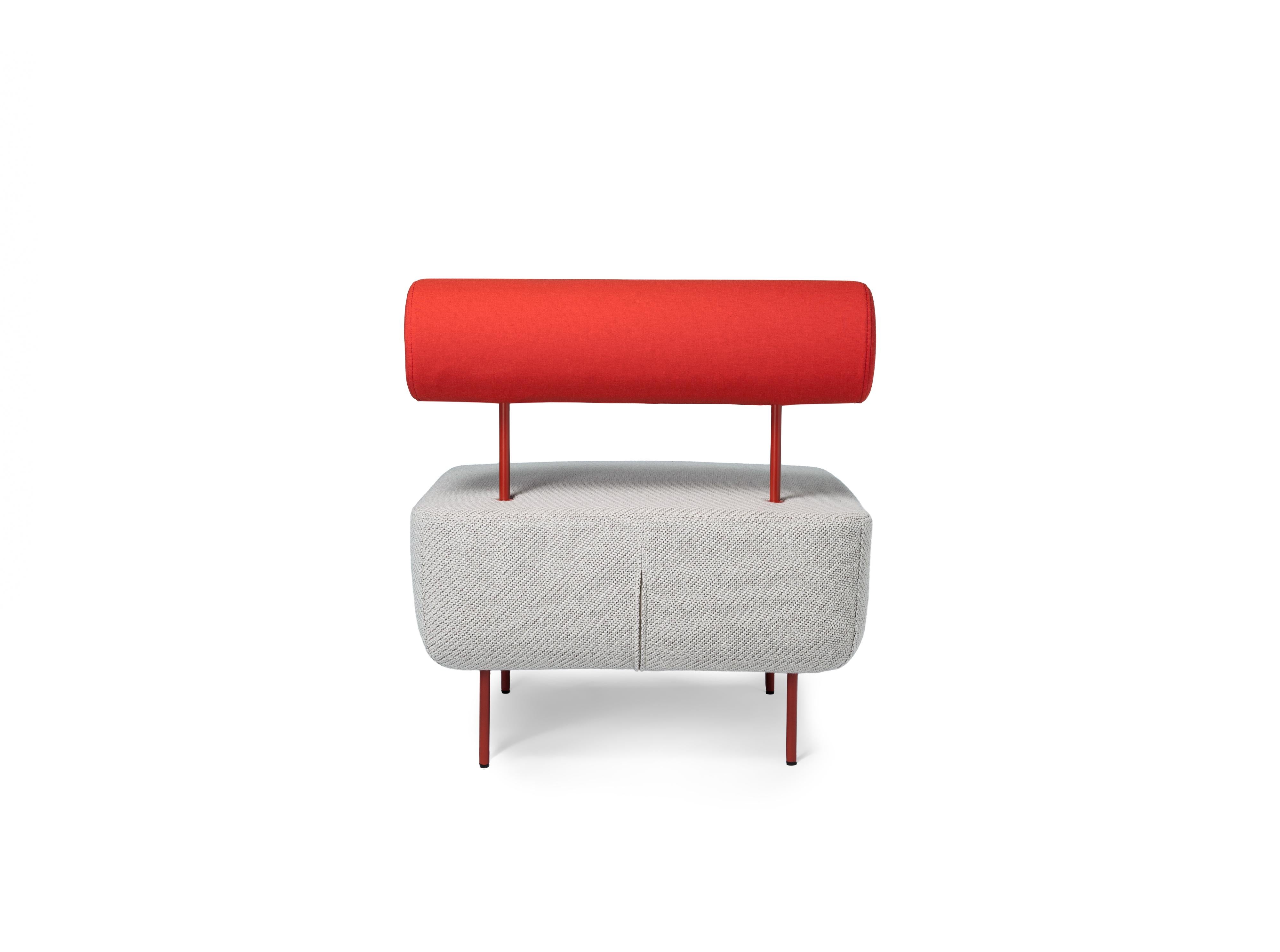 European Petite Friture Medium Hoff Armchair in White and Red by Morten & Jonas, 2015 For Sale