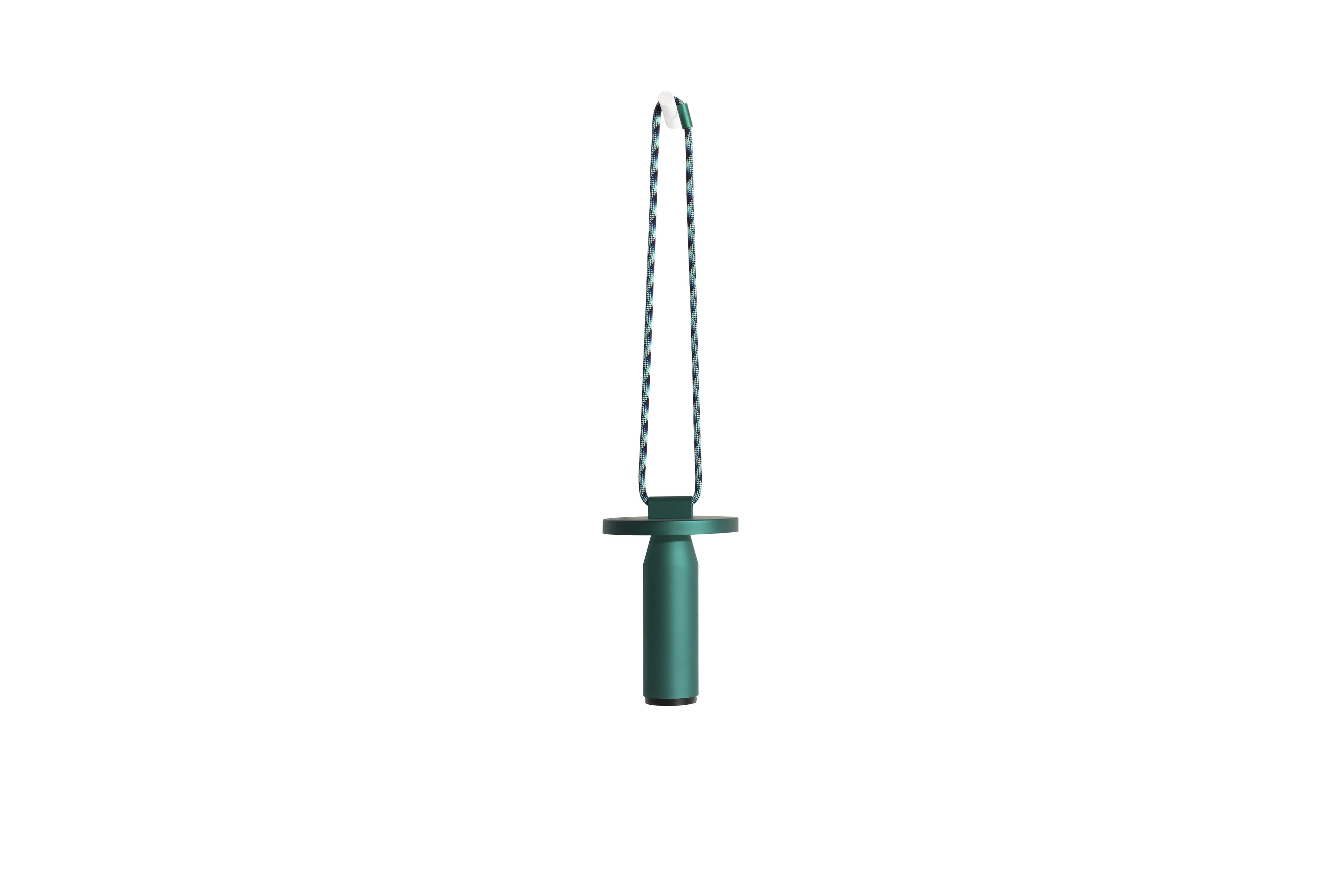 Chinese Petite Friture Quasar Portable Table Lamp in Emerald Green Aluminium by Samy Rio For Sale