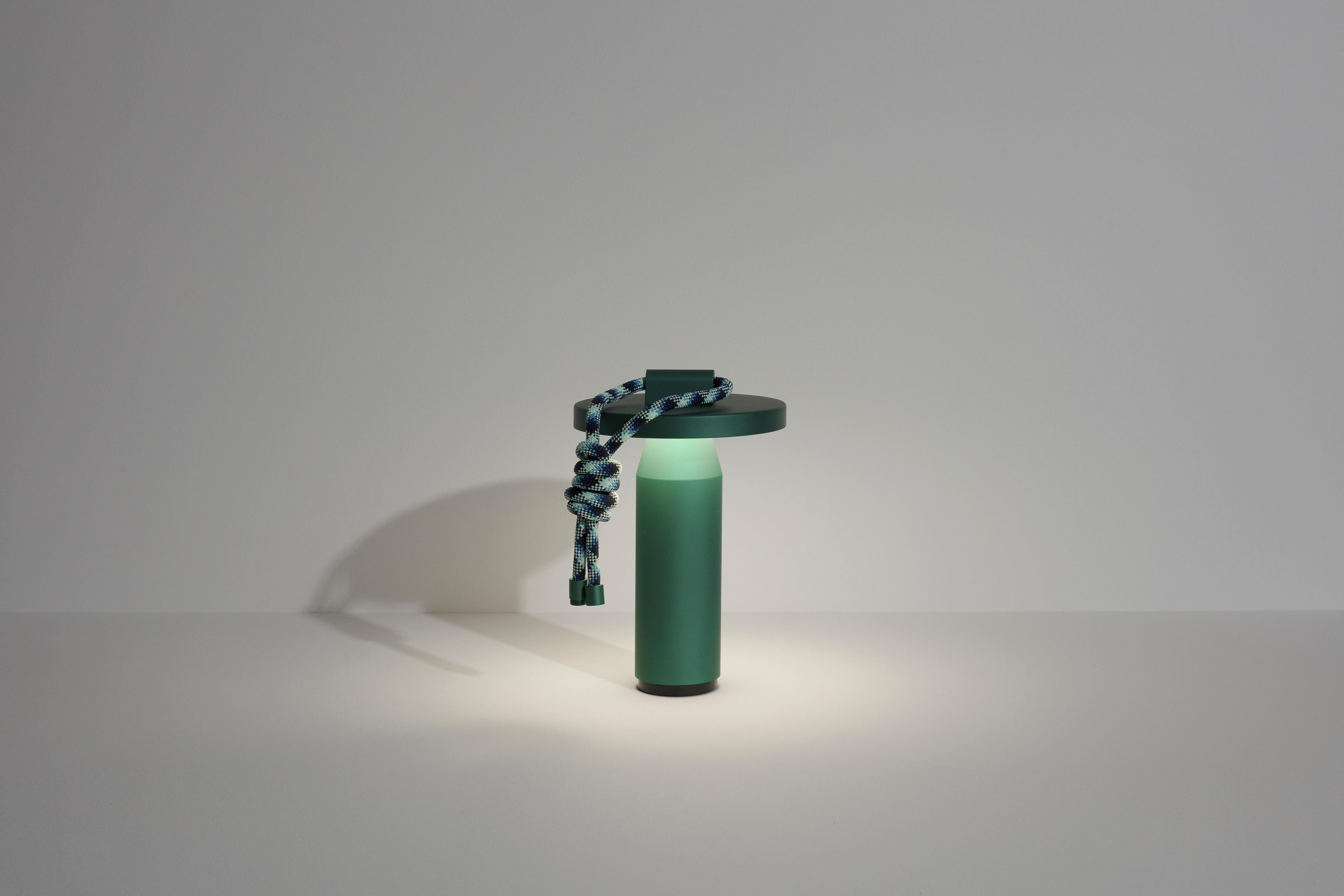 Contemporary Petite Friture Quasar Portable Table Lamp in Emerald Green Aluminium by Samy Rio For Sale