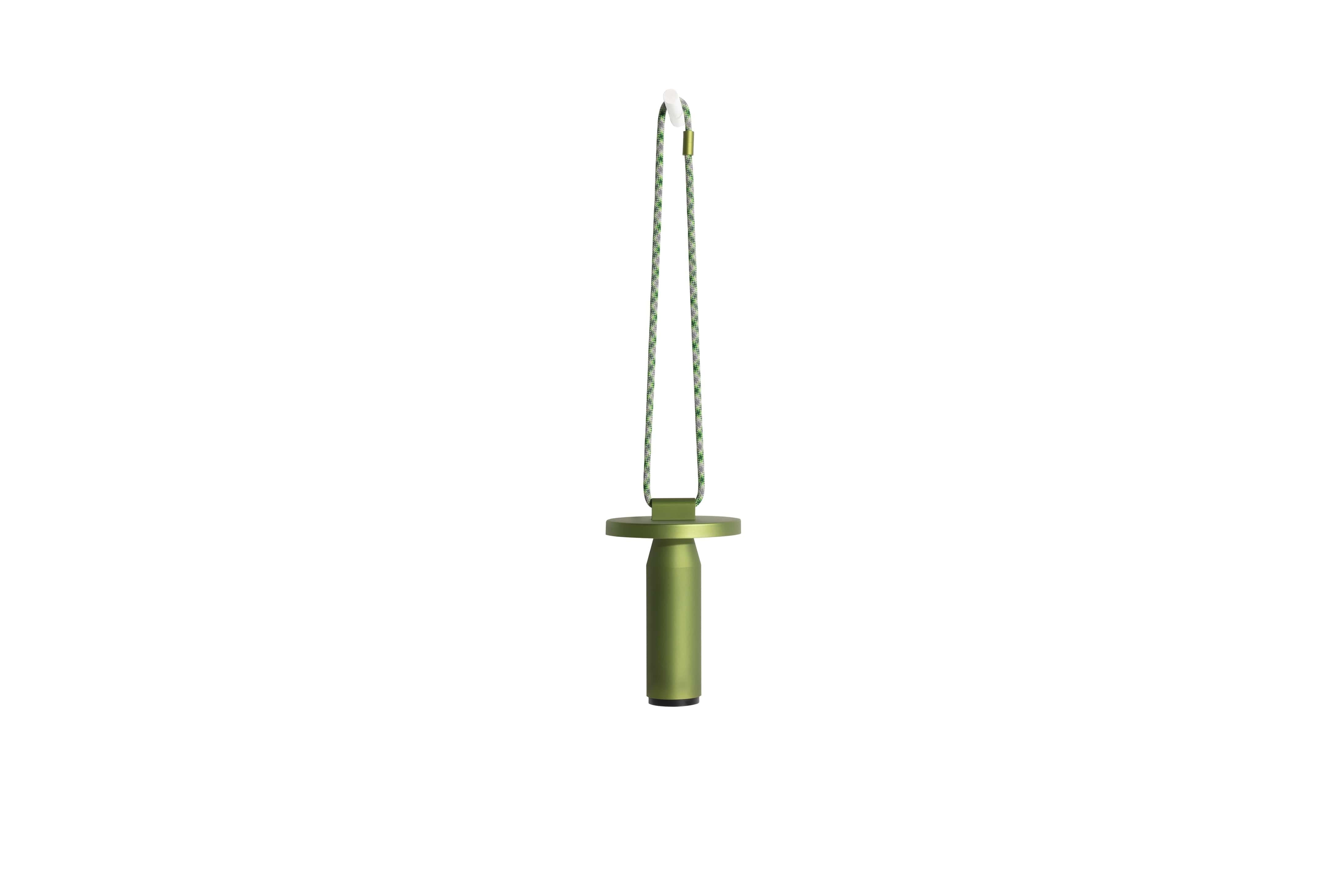 Chinese Petite Friture Quasar Portable Table Lamp in Olive Green Aluminium by Samy Rio For Sale