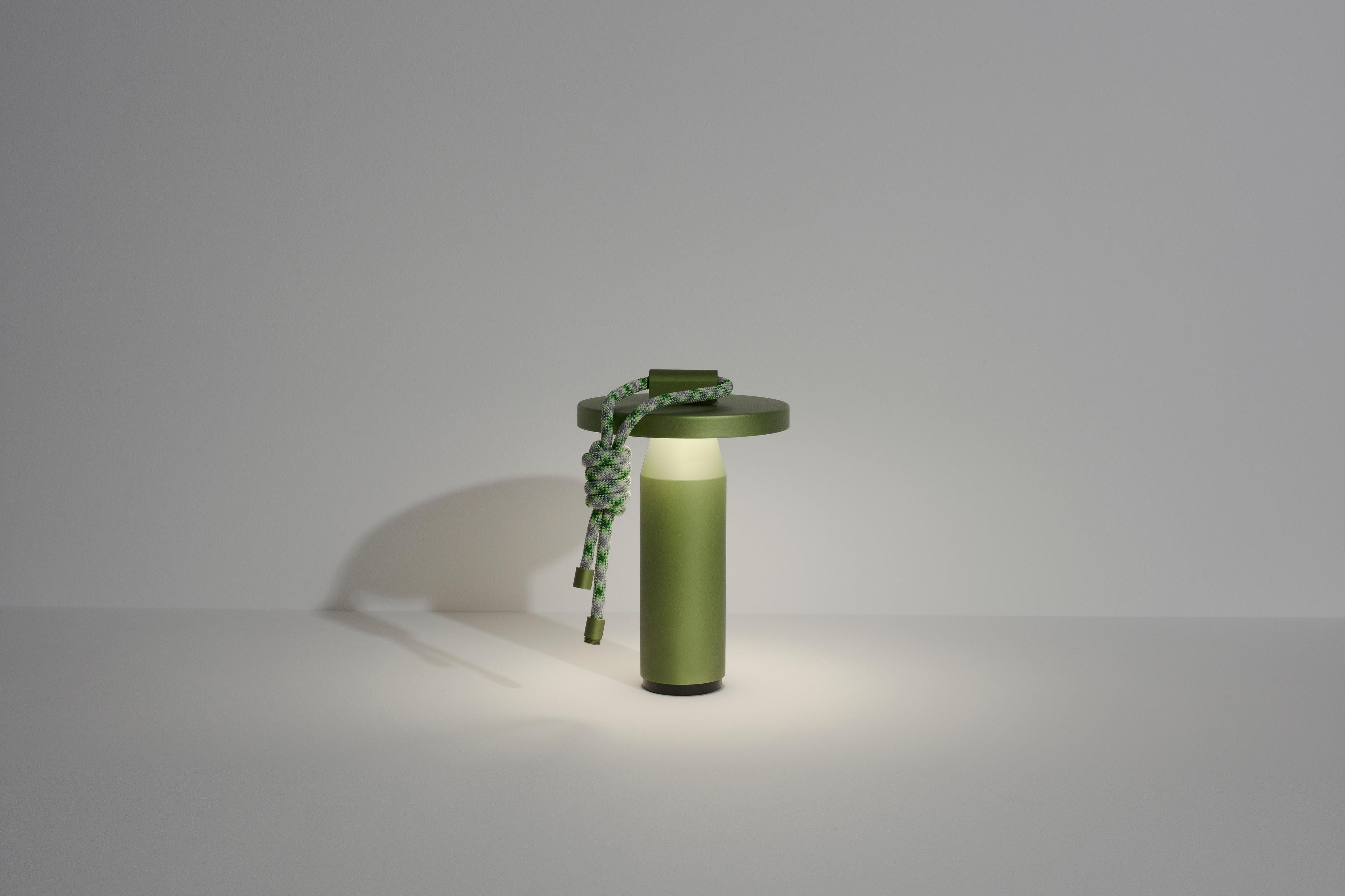 Contemporary Petite Friture Quasar Portable Table Lamp in Olive Green Aluminium by Samy Rio For Sale