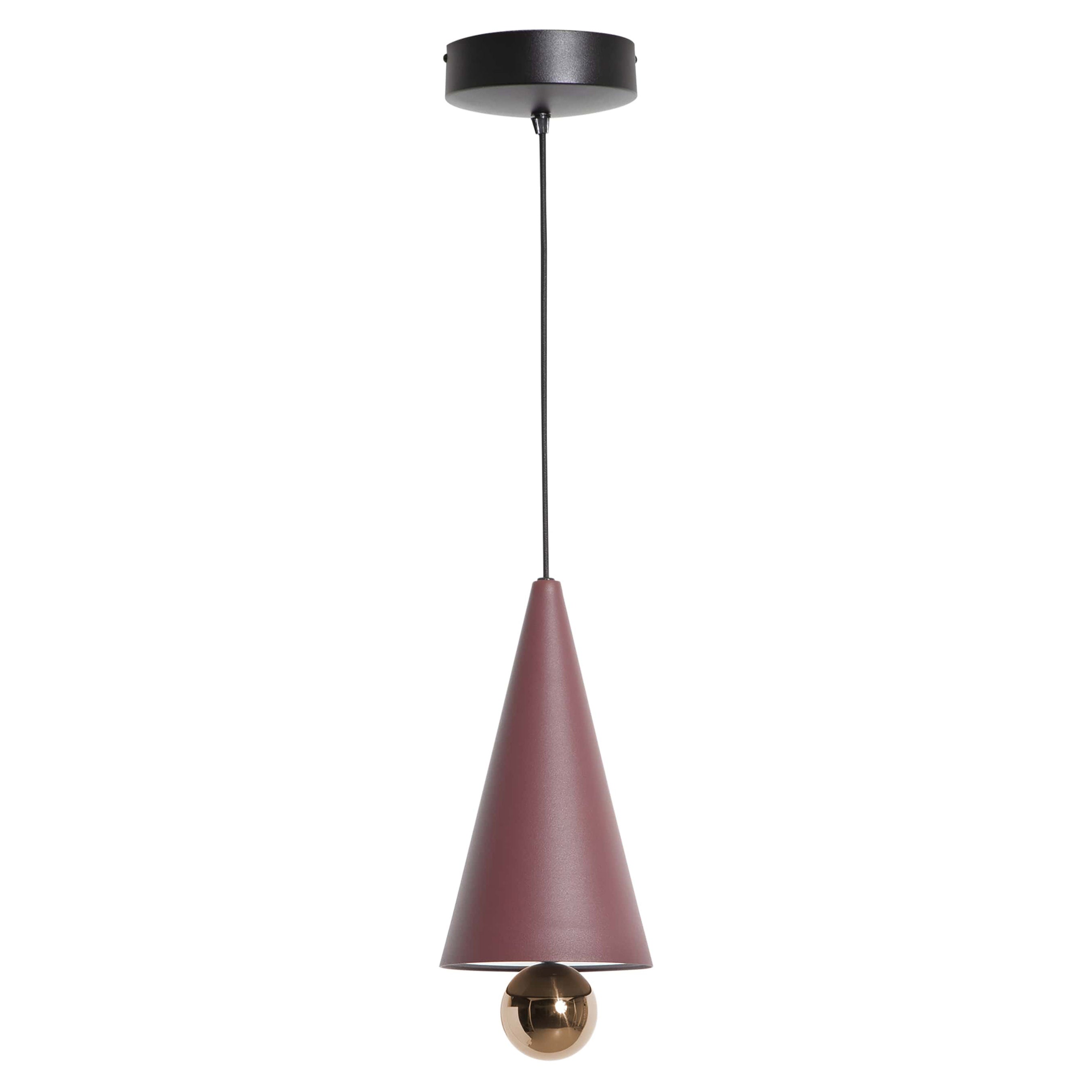 Petite Friture Pequeña Lámpara Colgante LED Cereza en Aluminio Marrón-Rojo y Oro Rosa