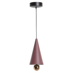 Kleine Friture LED-Hängelampe aus Kirschbaumholz in Braun-Rot & Rosa Gold