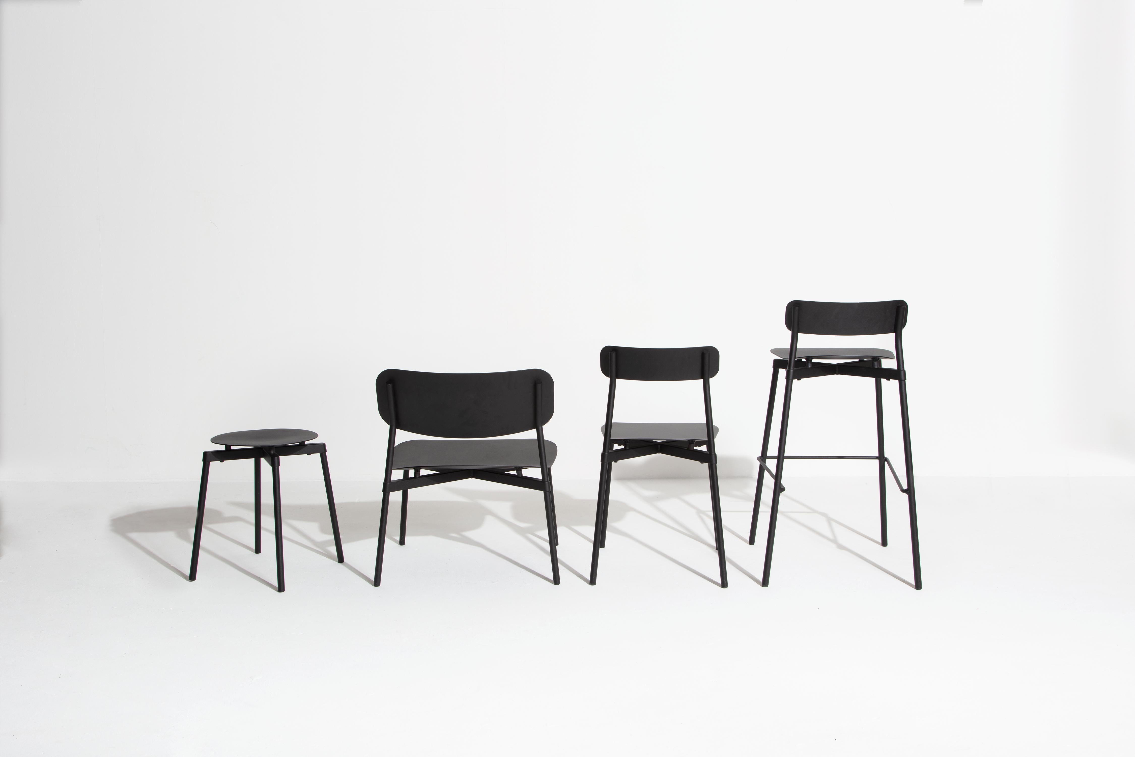 Sgabello da bar Petite Friture Small Fromme in alluminio nero di Tom Chung in vendita 4
