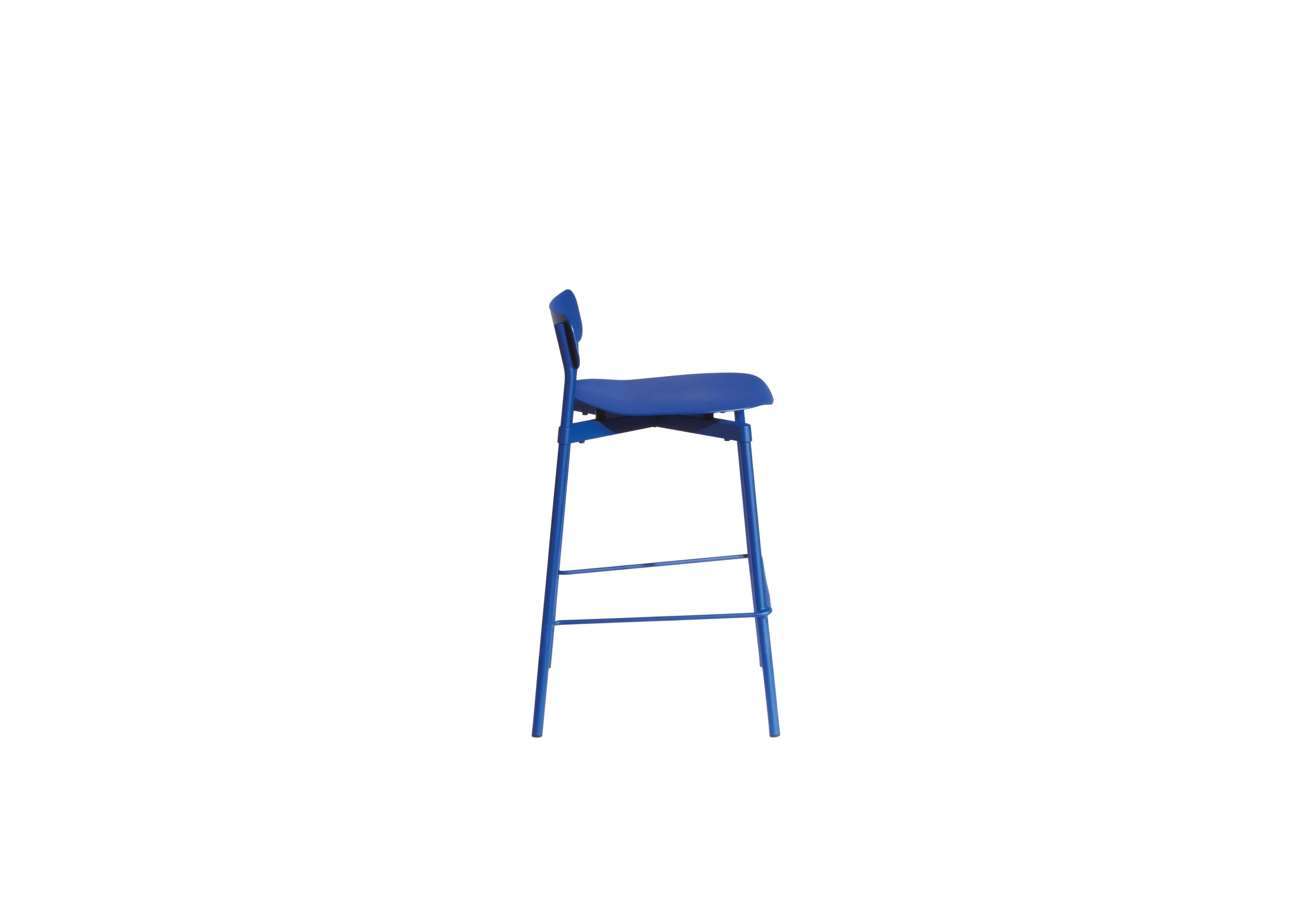 Chinese Petite Friture Small Fromme Bar Stool in Blue Aluminium by Tom Chung For Sale