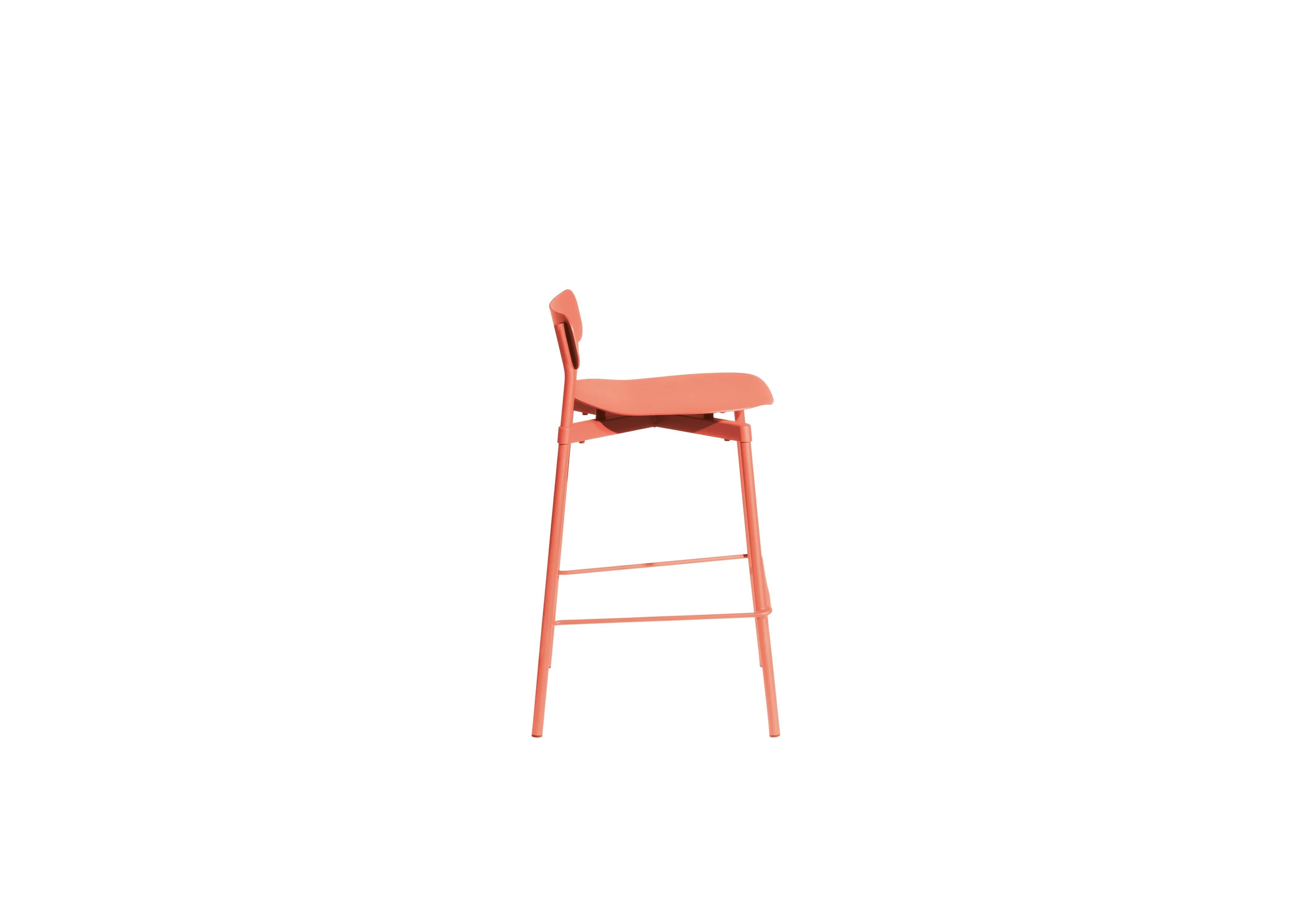 Chinese Petite Friture Small Fromme Bar Stool in Coral Aluminium by Tom Chung For Sale
