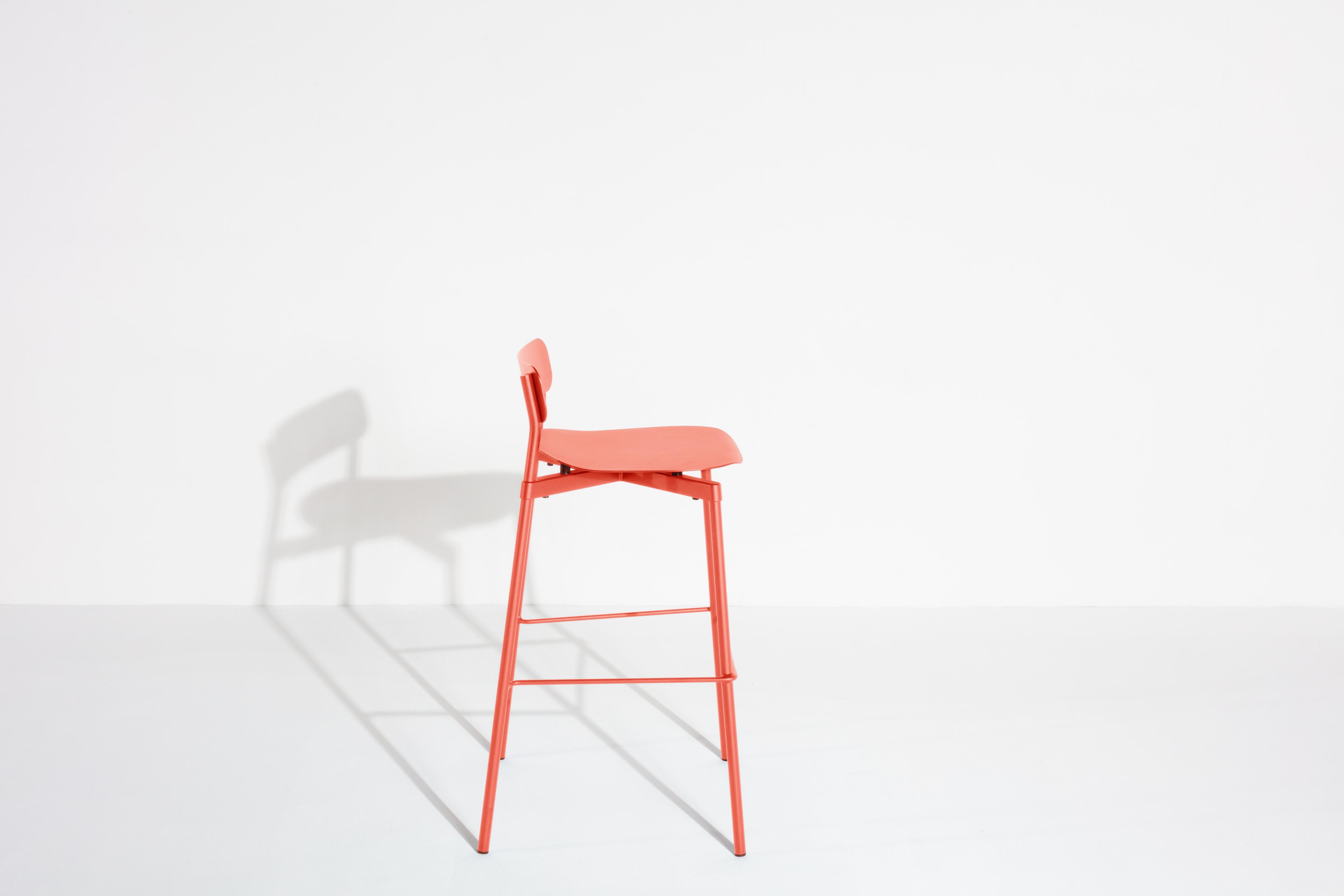 Petite Friture Small Fromme Bar Stool in Coral Aluminium by Tom Chung In New Condition For Sale In Brooklyn, NY