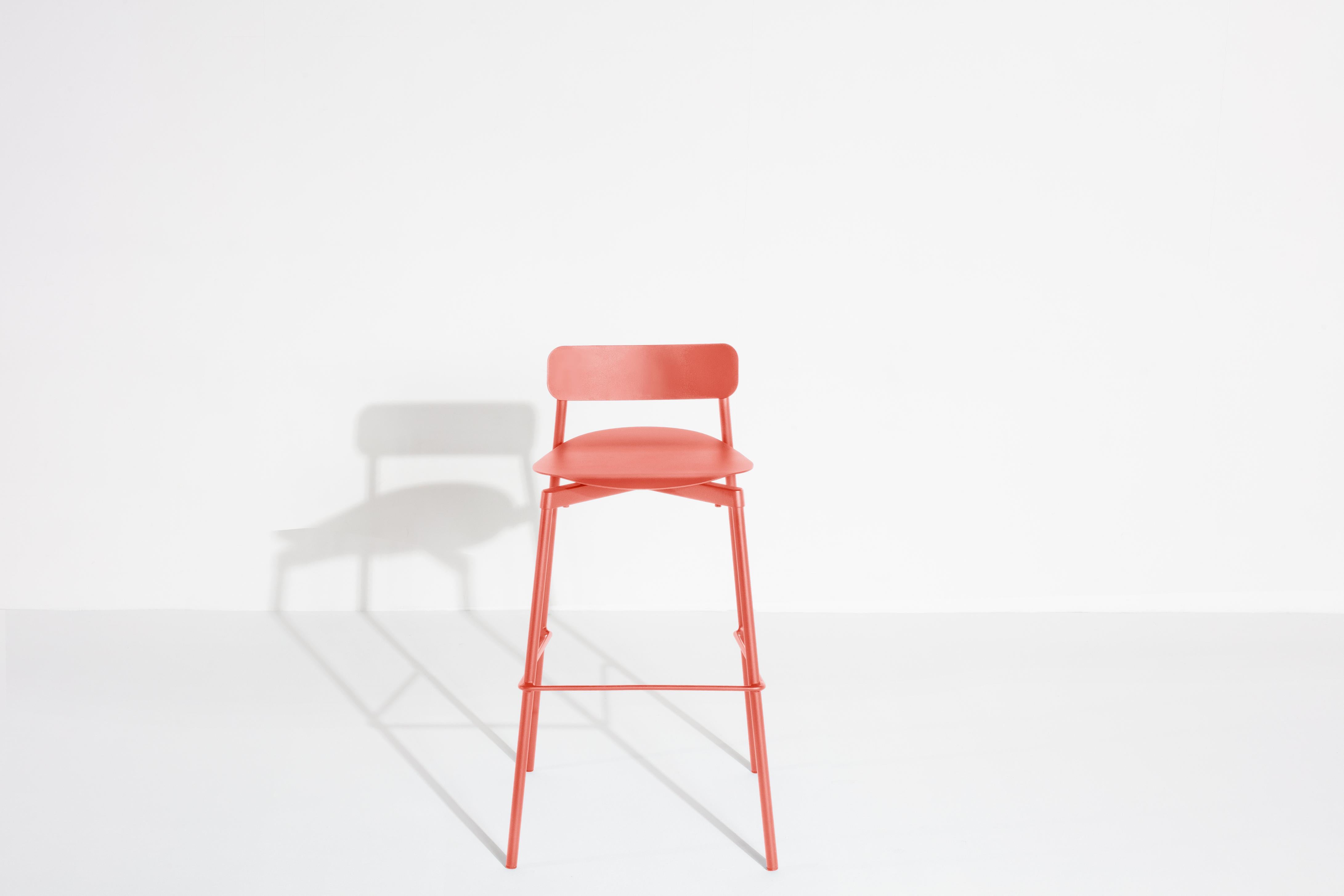 Contemporary Petite Friture Small Fromme Bar Stool in Coral Aluminium by Tom Chung For Sale