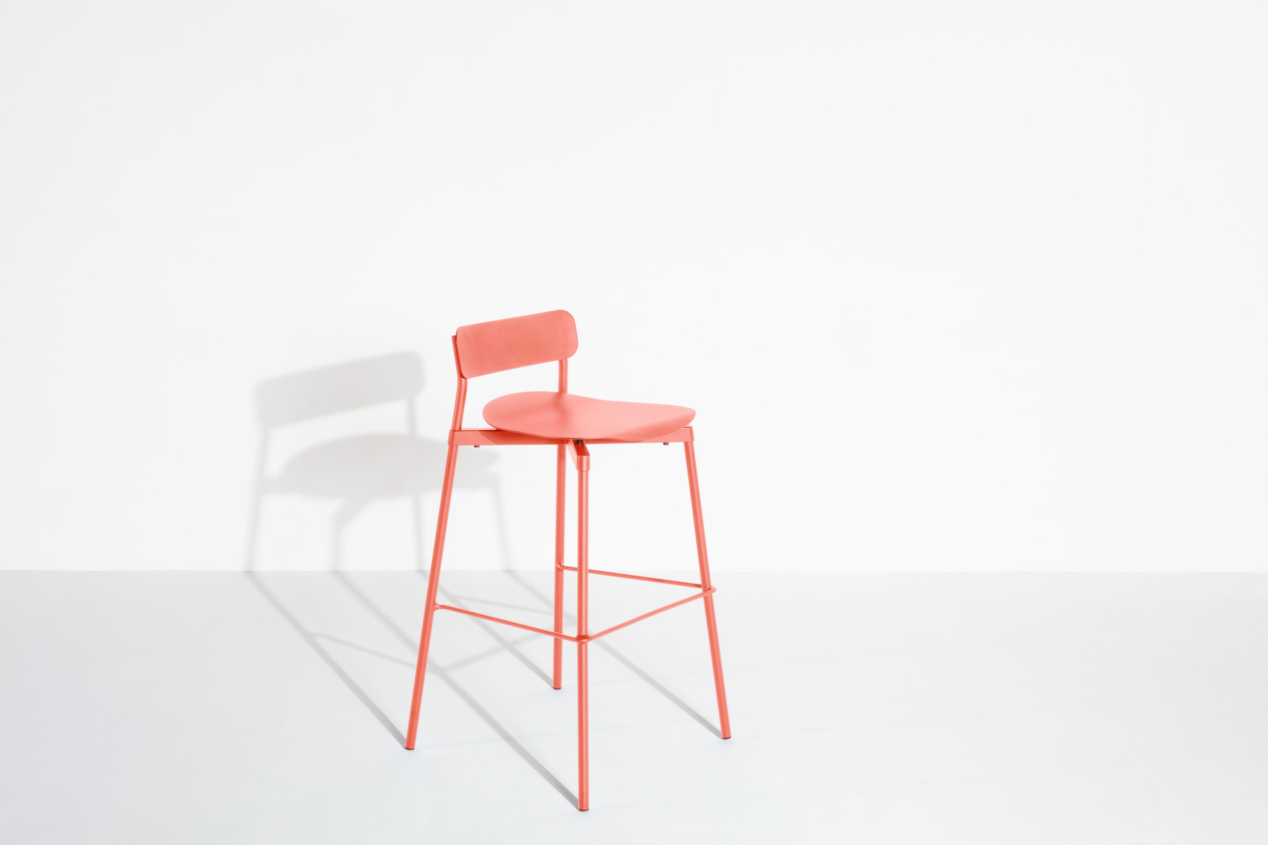 Aluminum Petite Friture Small Fromme Bar Stool in Coral Aluminium by Tom Chung For Sale