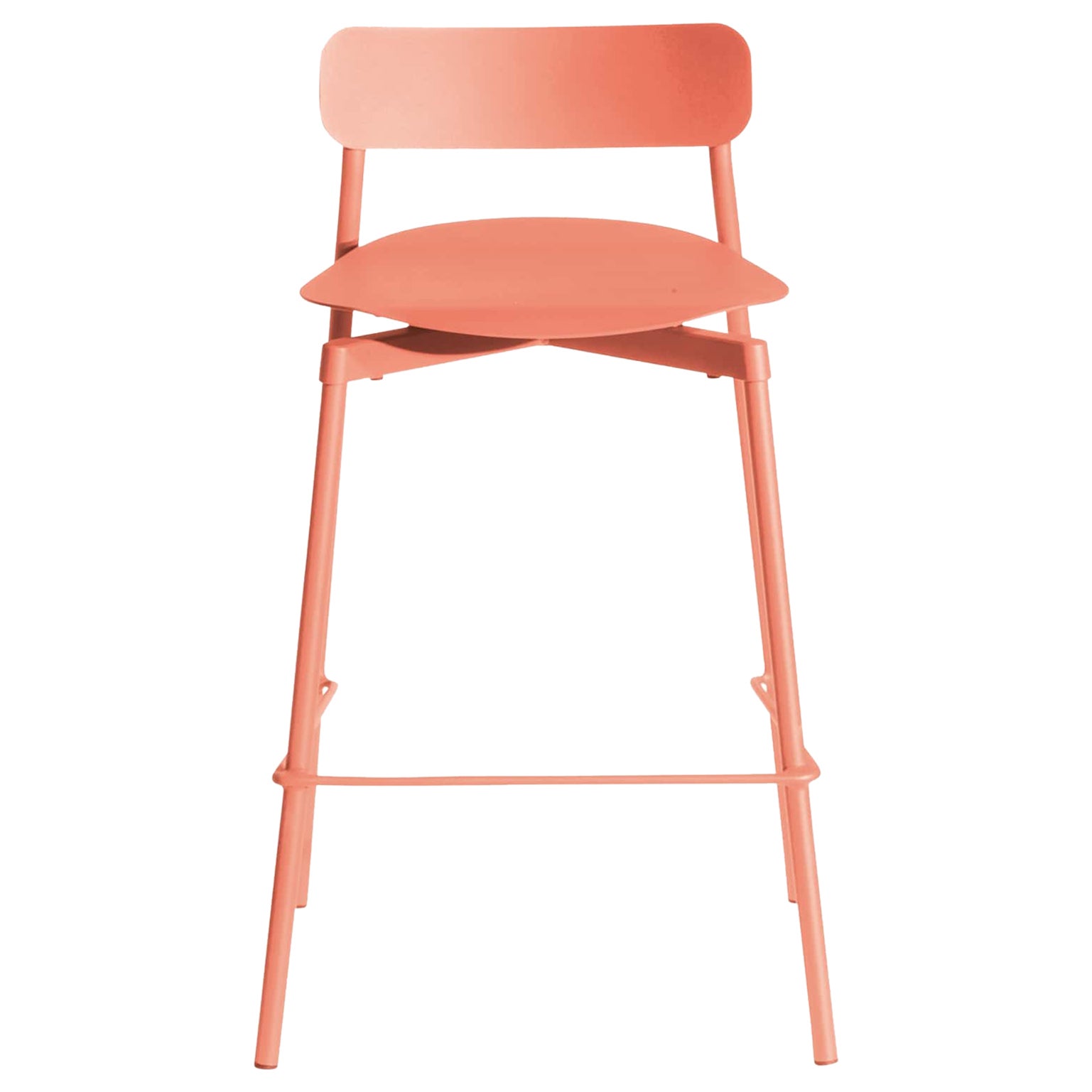 Petit tabouret de bar Fromme en aluminium corail de Tom Chung