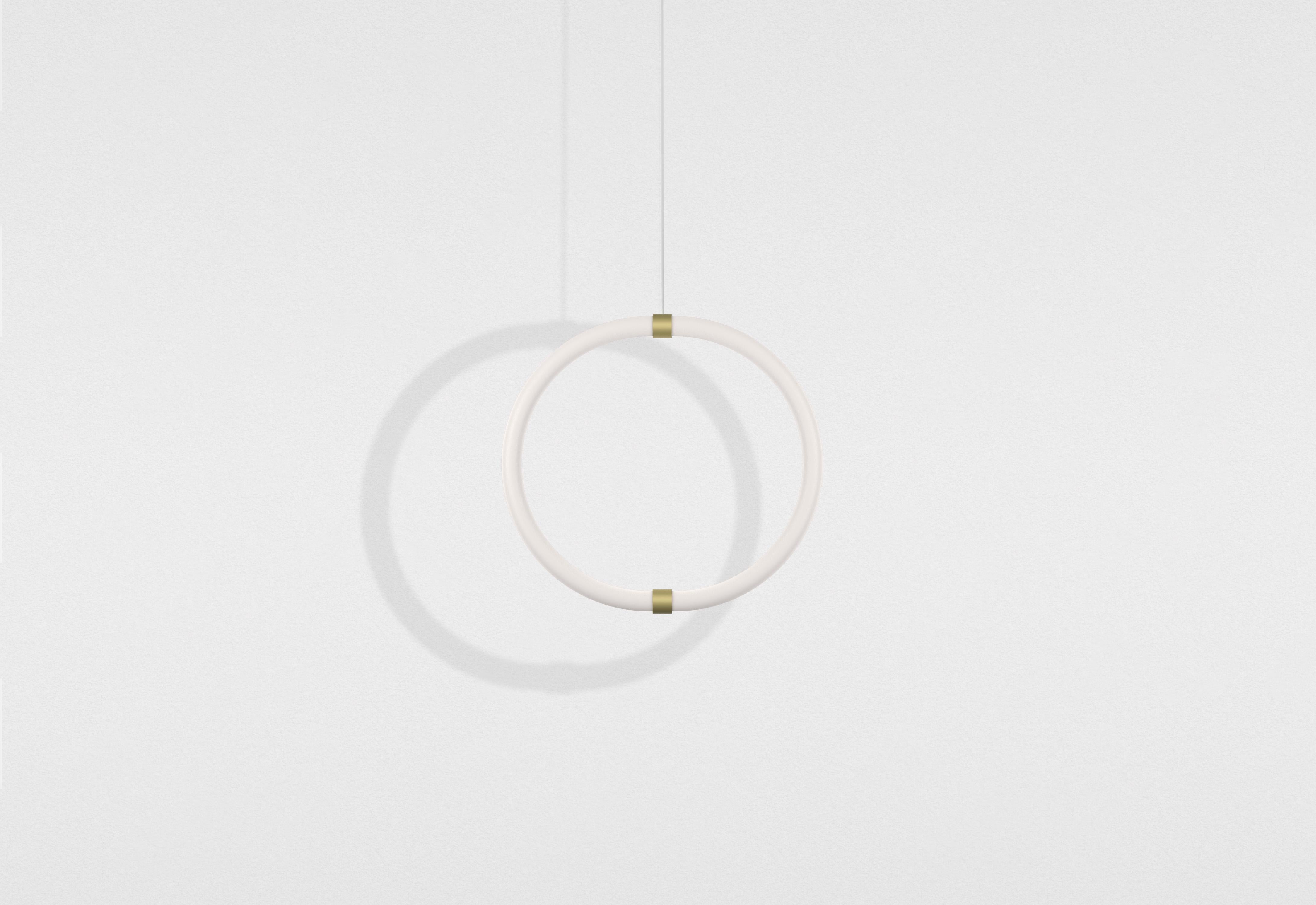 Contemporary Petite Friture Unseen Pendant Lamp O in Brass Transluscent with Curved LED-Light For Sale