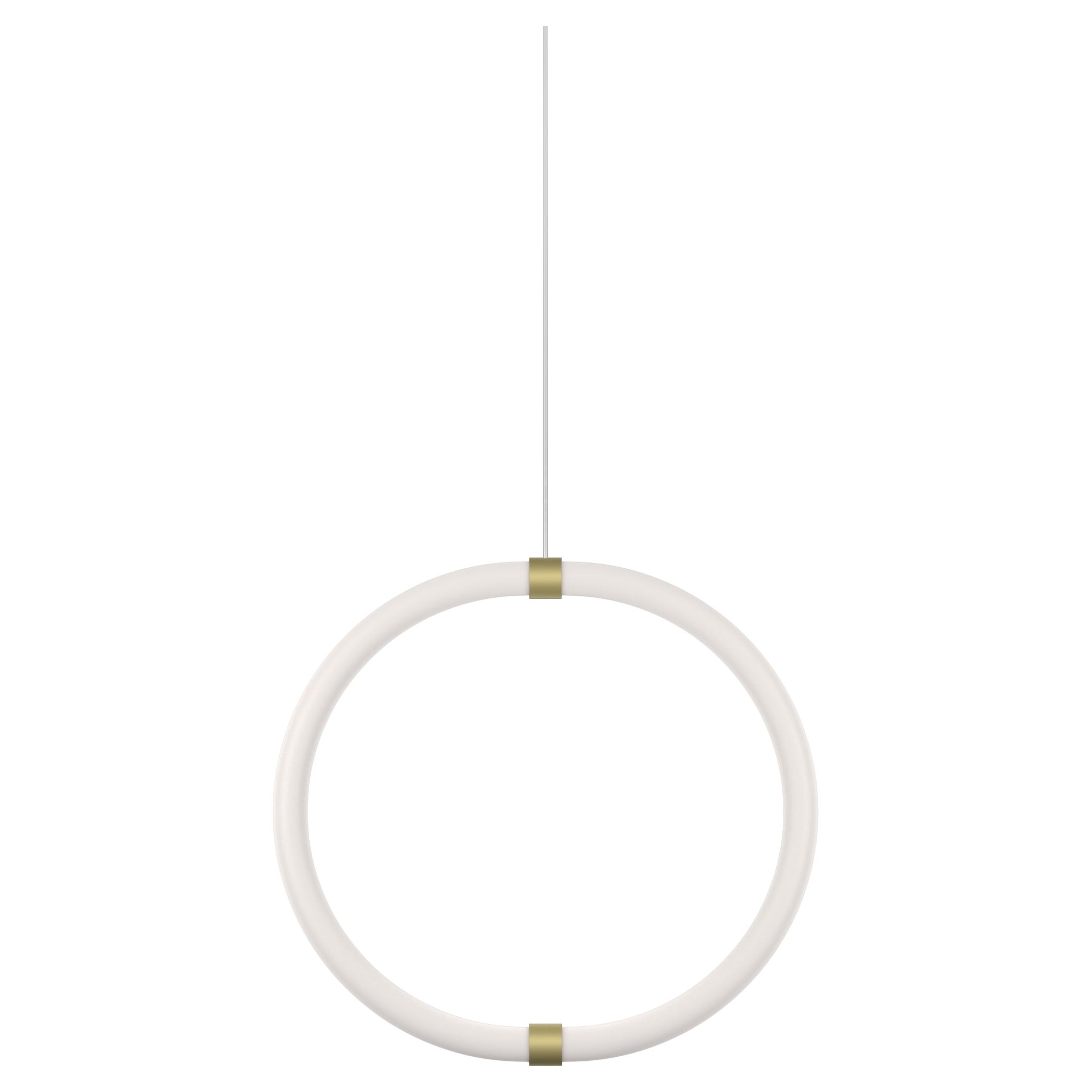 Petite Friture Unseen Pendant Lamp O in Brass Transluscent with Curved LED-Light For Sale