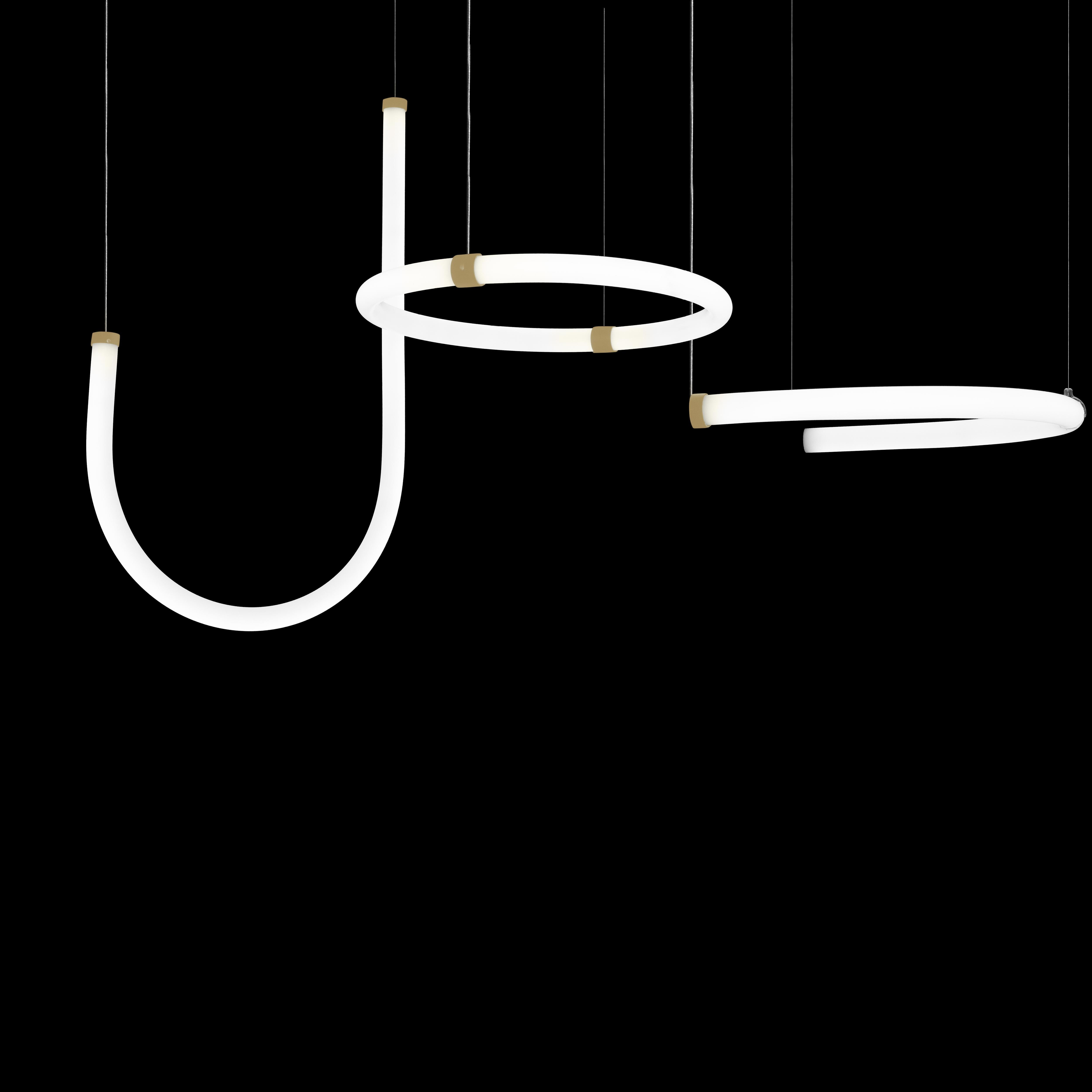 Steel Petite Friture Unseen Triple Pendant Light System in Brass Transluscent For Sale