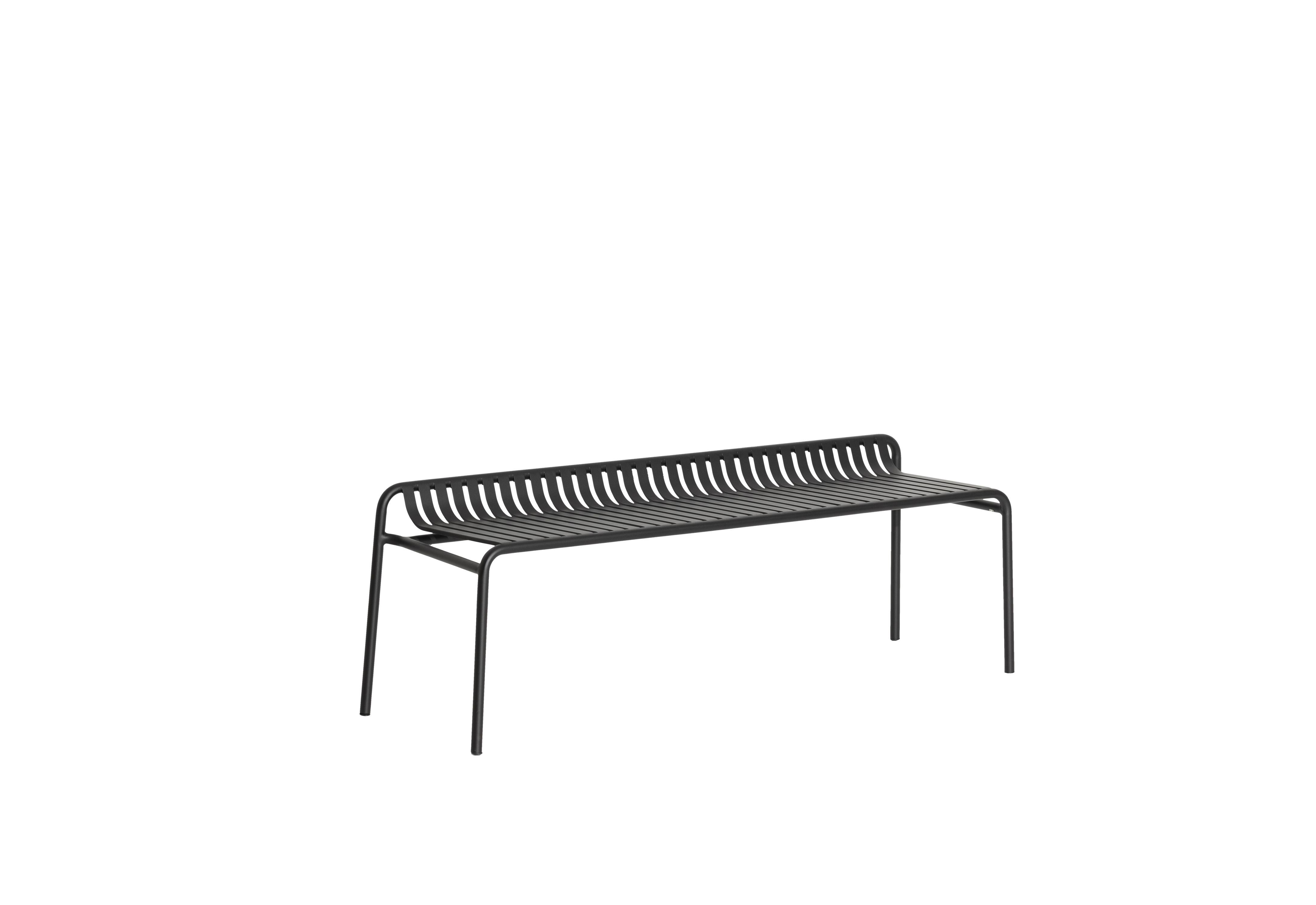 Petite Friture Week-End Bench without Back in Black Aluminium by Studio BrichetZiegler, 2017

The week-end collection is a full range of outdoor furniture, in aluminium grained epoxy paint, matt finish, that includes 18 functions and 8 colours for