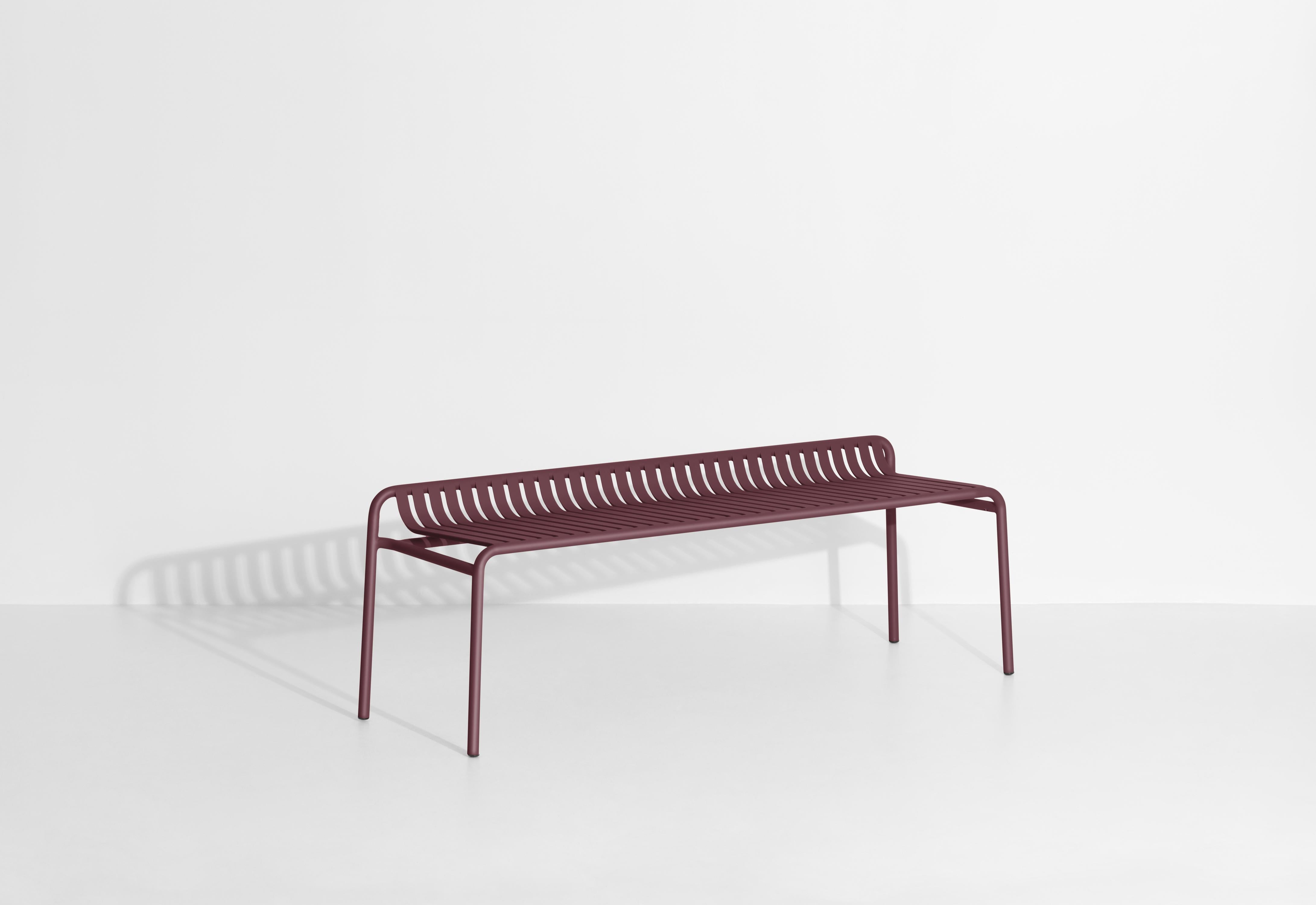 Chinese Petite Friture Week-End Bench without Back in Burgundy Aluminium, 2017  For Sale