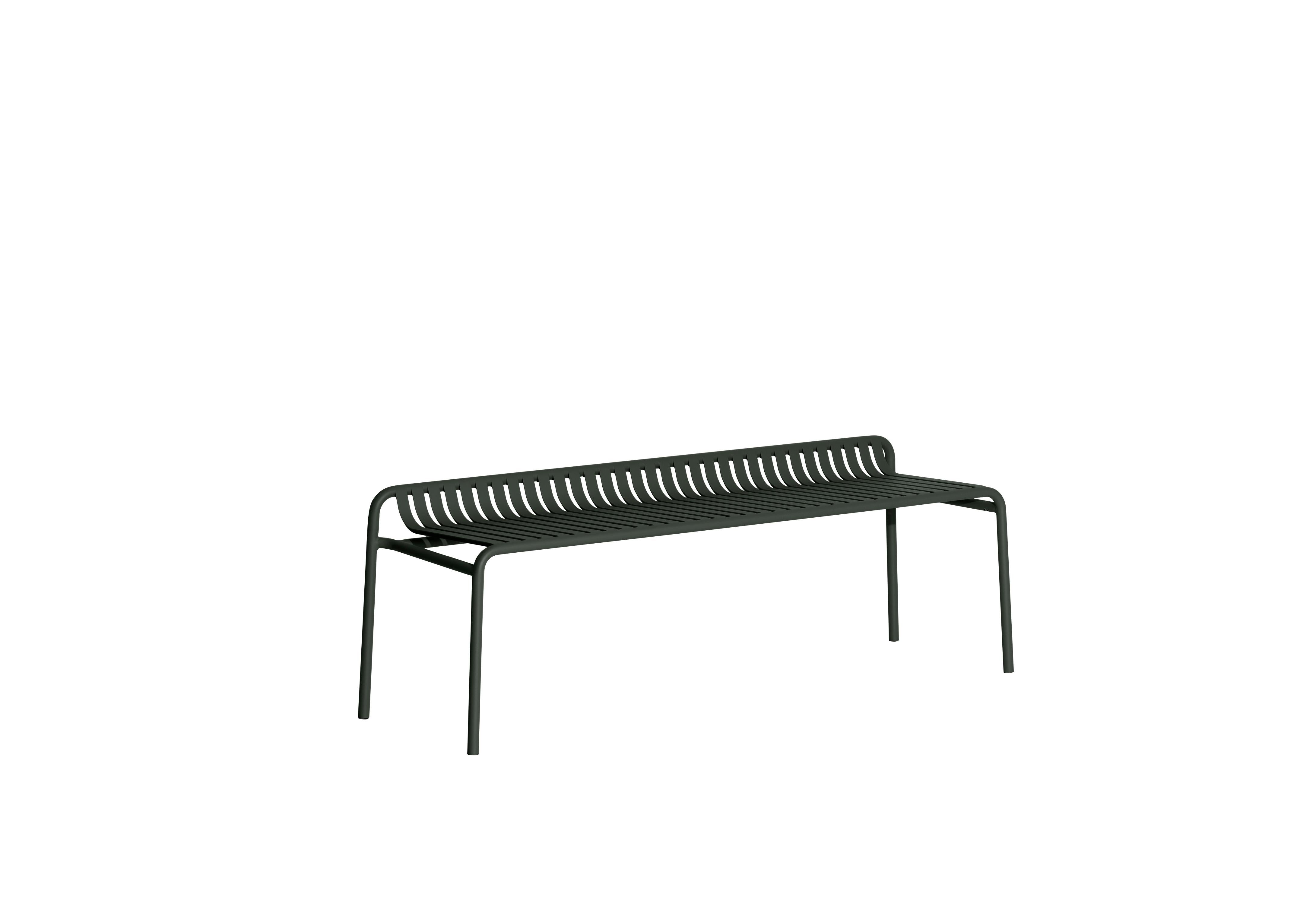 Petite Friture Week-End Bench without Back in Glass Green Aluminium by Studio BrichetZiegler, 2017

The week-end collection is a full range of outdoor furniture, in aluminium grained epoxy paint, matt finish, that includes 18 functions and 8