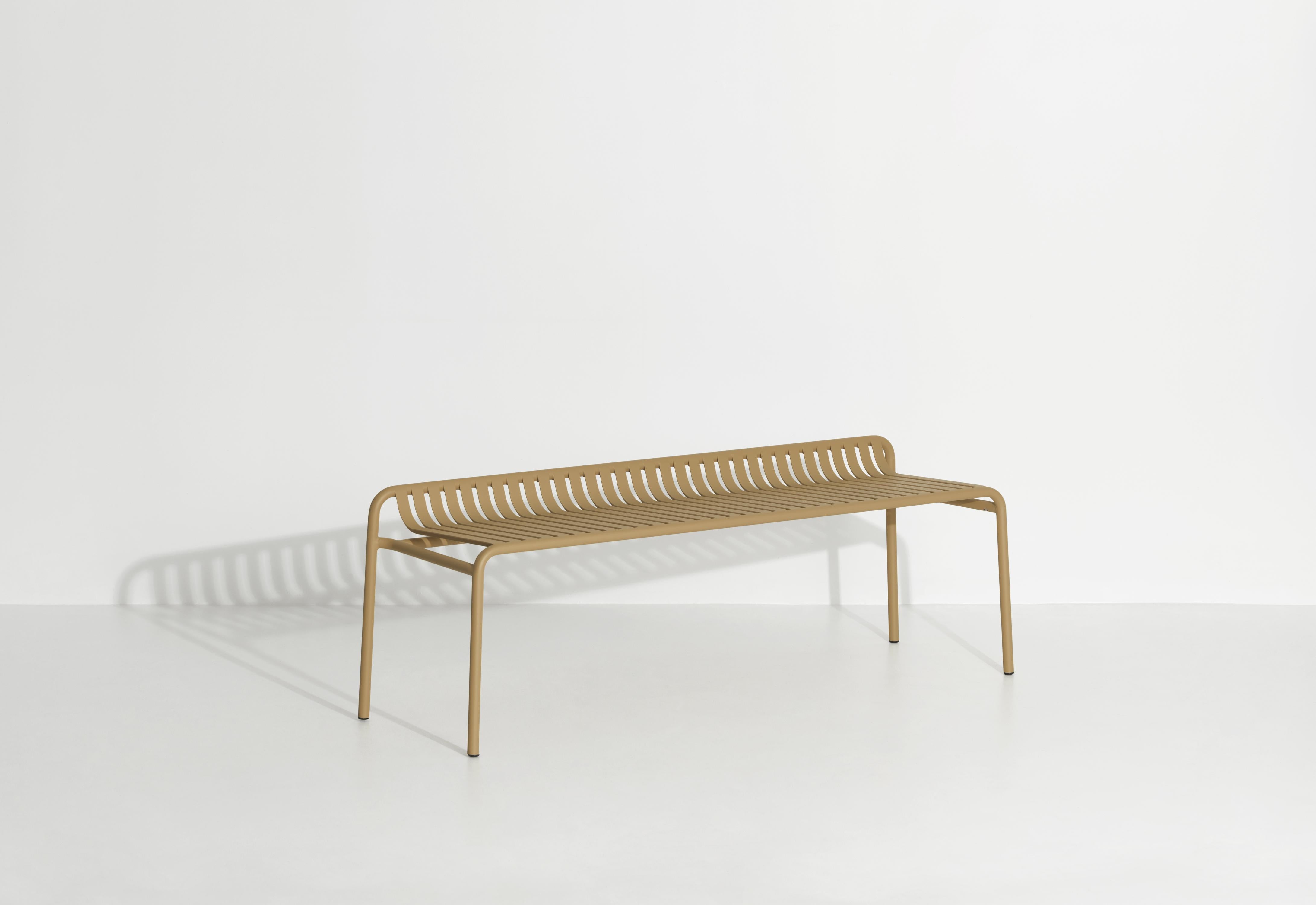 Petite Friture Week-End Bench without Back in Gold Aluminium by Studio BrichetZiegler, 2017

The week-end collection is a full range of outdoor furniture, in aluminium grained epoxy paint, matt finish, that includes 18 functions and 8 colours for
